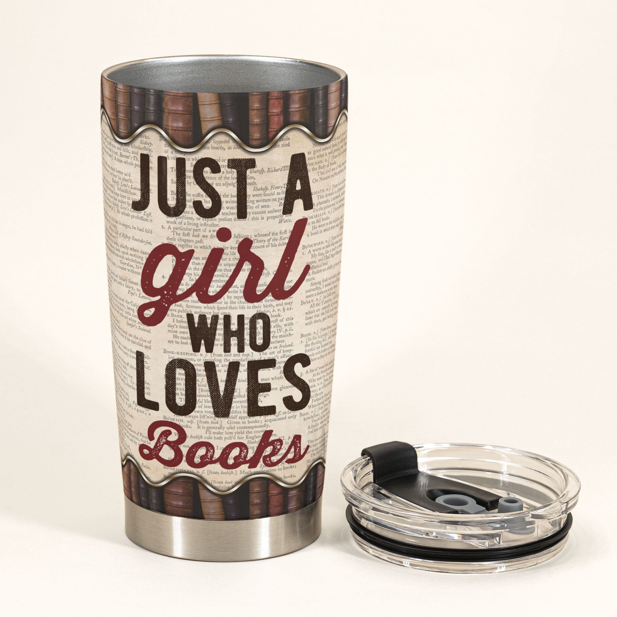 Just A Girl Who Loves Books  - Personalized Tumbler Cup - Chibi Girl