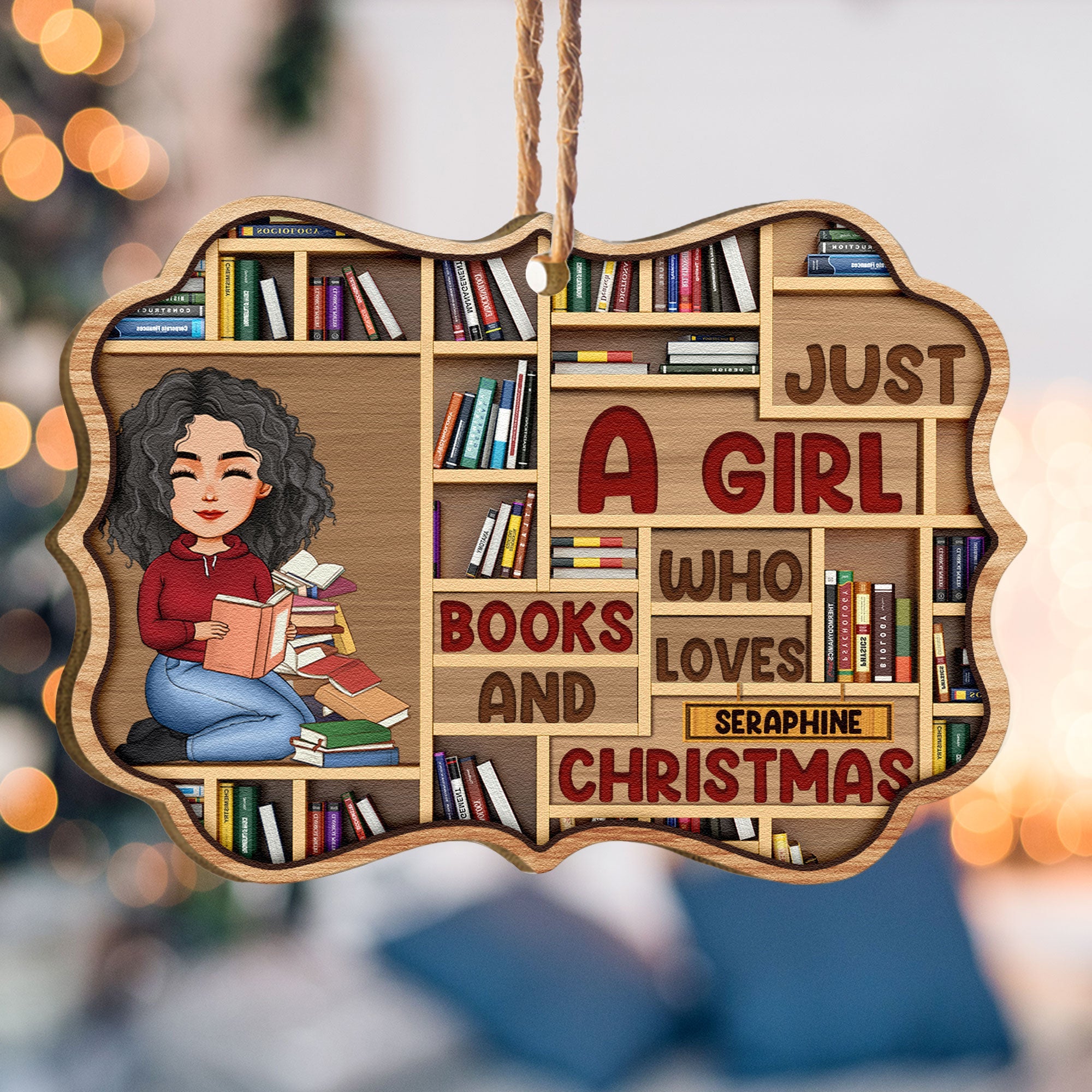 Just A Girl Who Loves Books And Christmas - Personalized Wooden Ornament