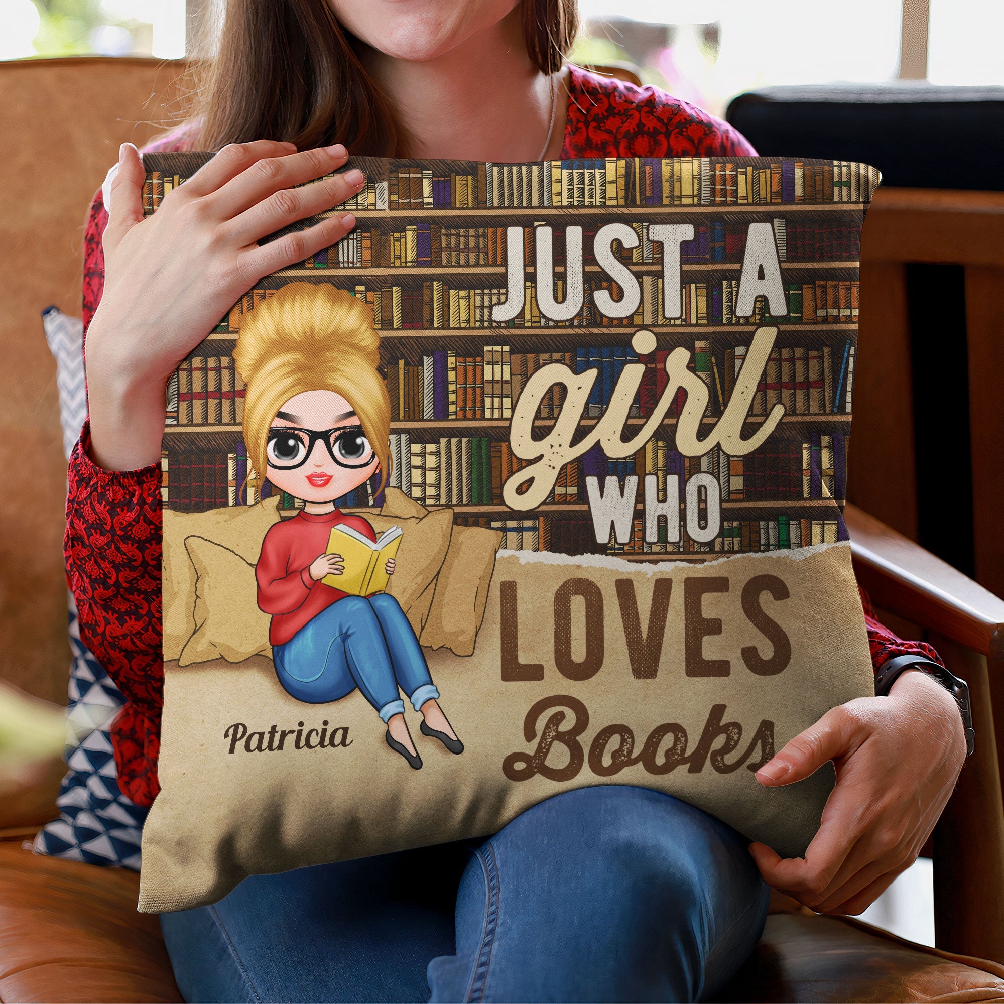 Just A Girl Who Loves Books Ver 2 - Personalized Pillow - Birthday Gift For Book Lovers - Chibi Girls