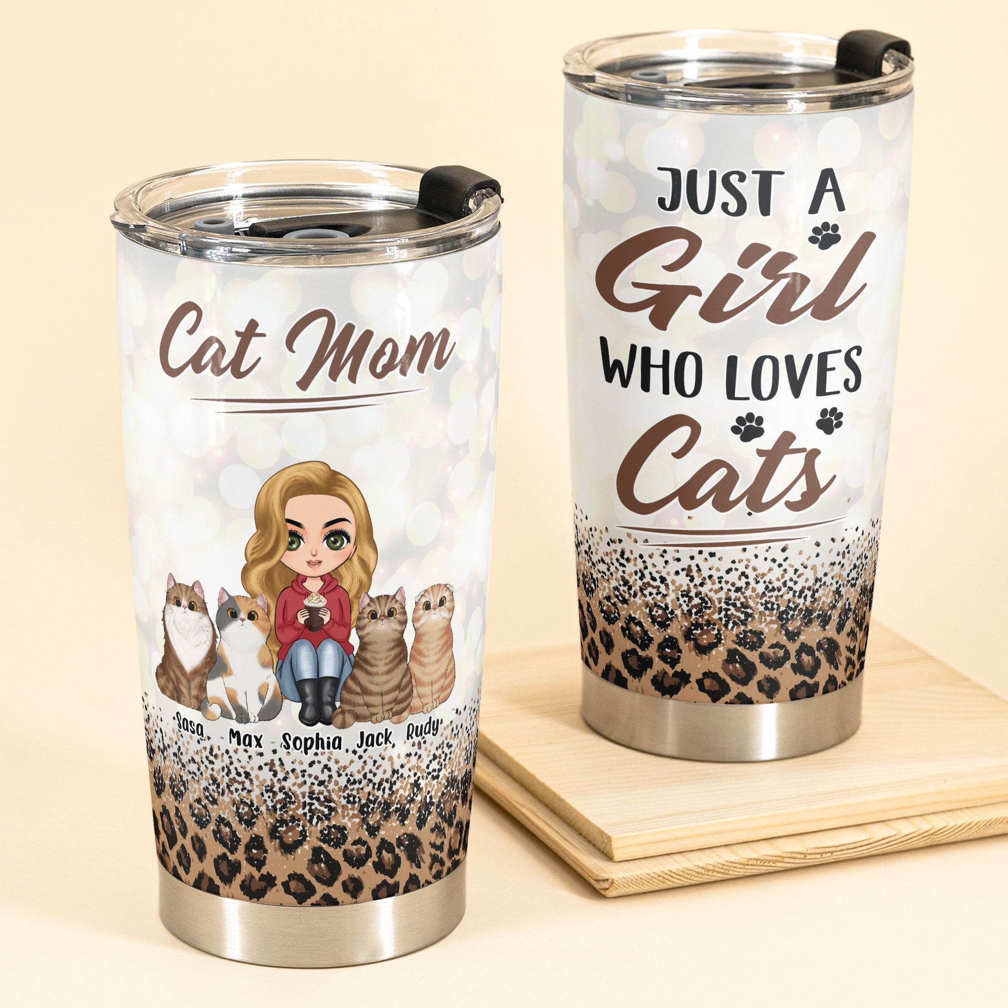 Just A Girl Who Loves Cats - Personalized Tumbler Cup - Birthday Gift For Cat Mom, Cat Lovers