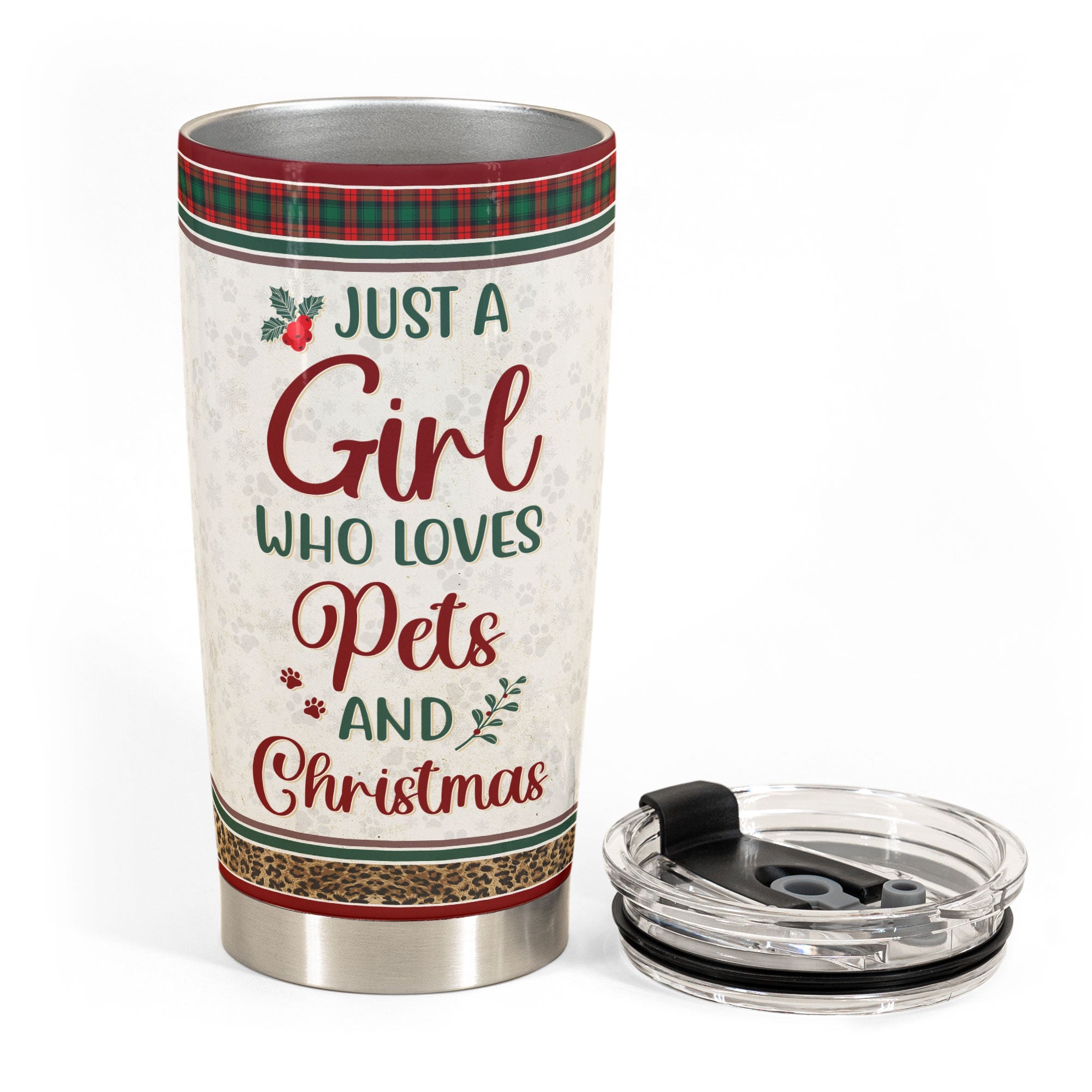 Just A Girl Who Loves Pets And Christmas - Personalized Tumbler Cup - Christmas, New Year Gift For Dog Mom, Cat Mom, Pet Lover, Pet Owner