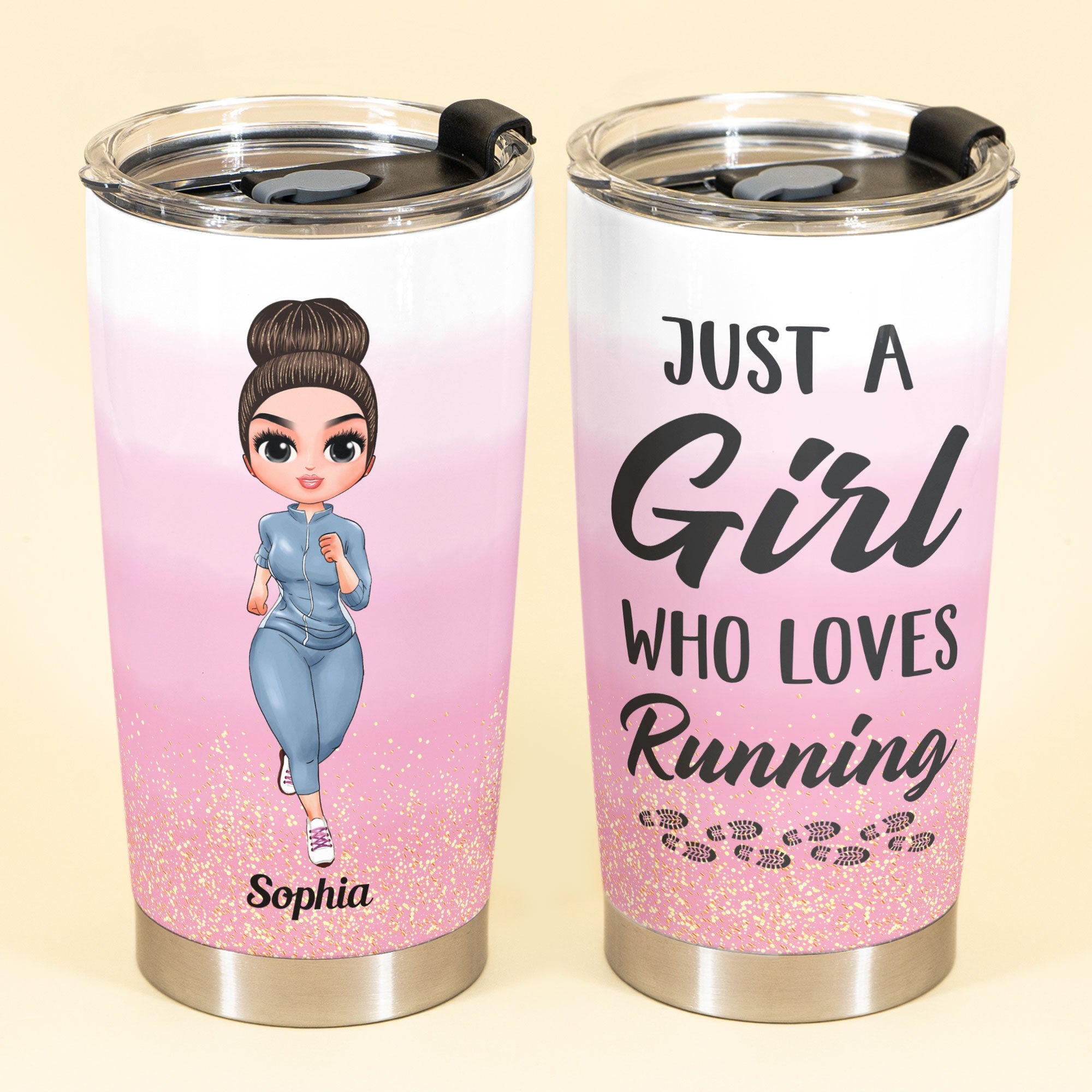 Just A Girl Who Loves Running - Personalized Tumbler Cup - Birthday Gift For runner, jogging girl, jogging woman