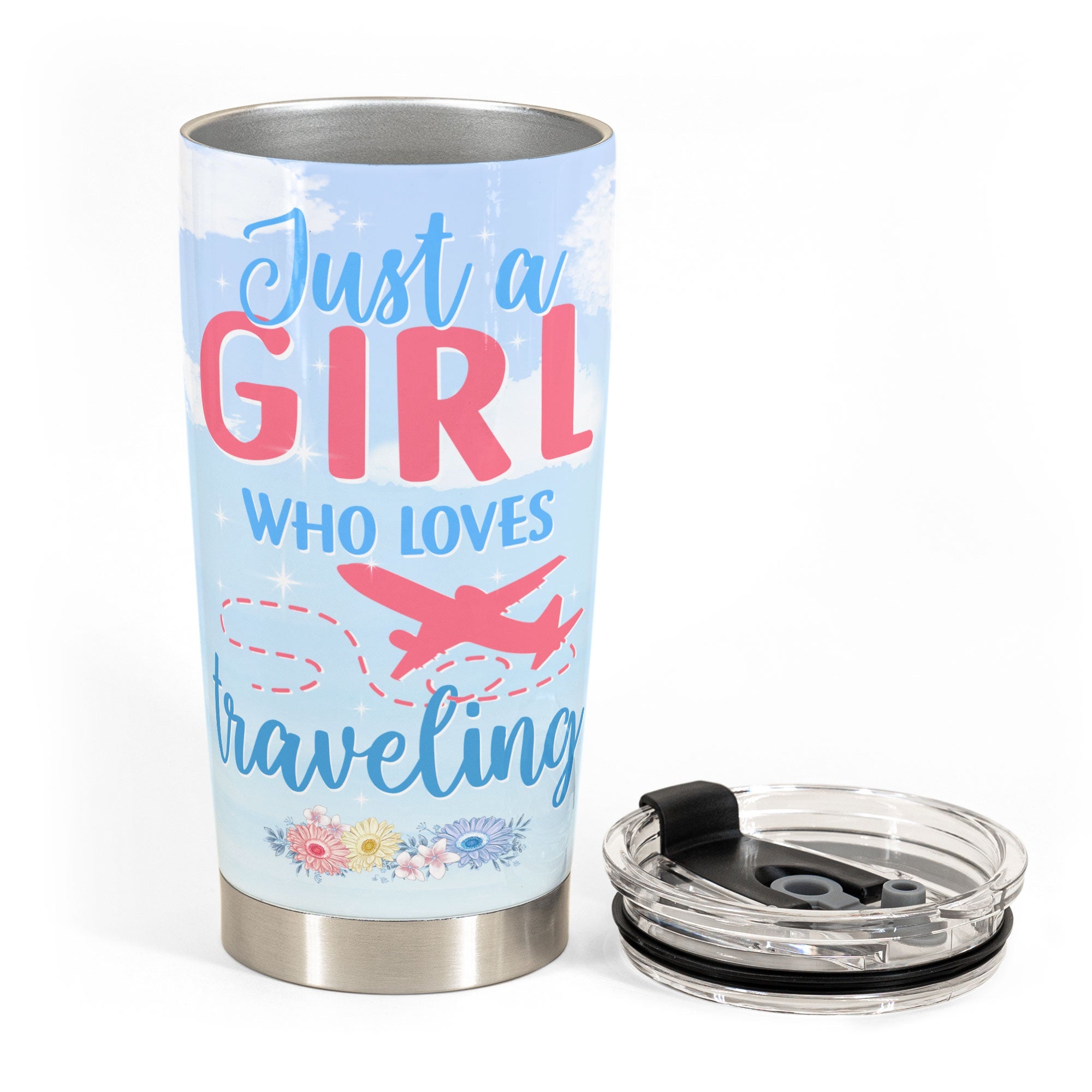 Just A Girl Who Loves Traveling Ver 2 - Personalized Tumbler Cup - Birthday Gift For Travel Girls, Travelers, Wanderlust