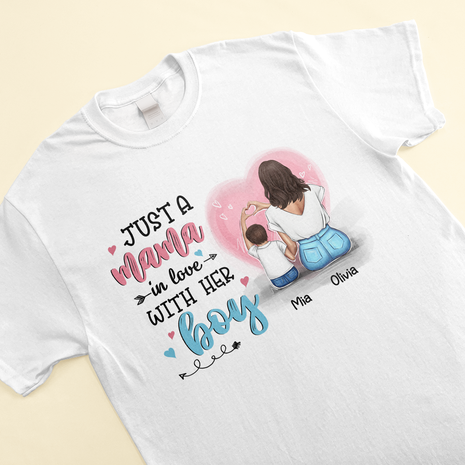 Just A Mama In Love With Her Boy, Girl - Personalized Shirt - Birthday, Mother's DayGift For Mom, Mother, Mama