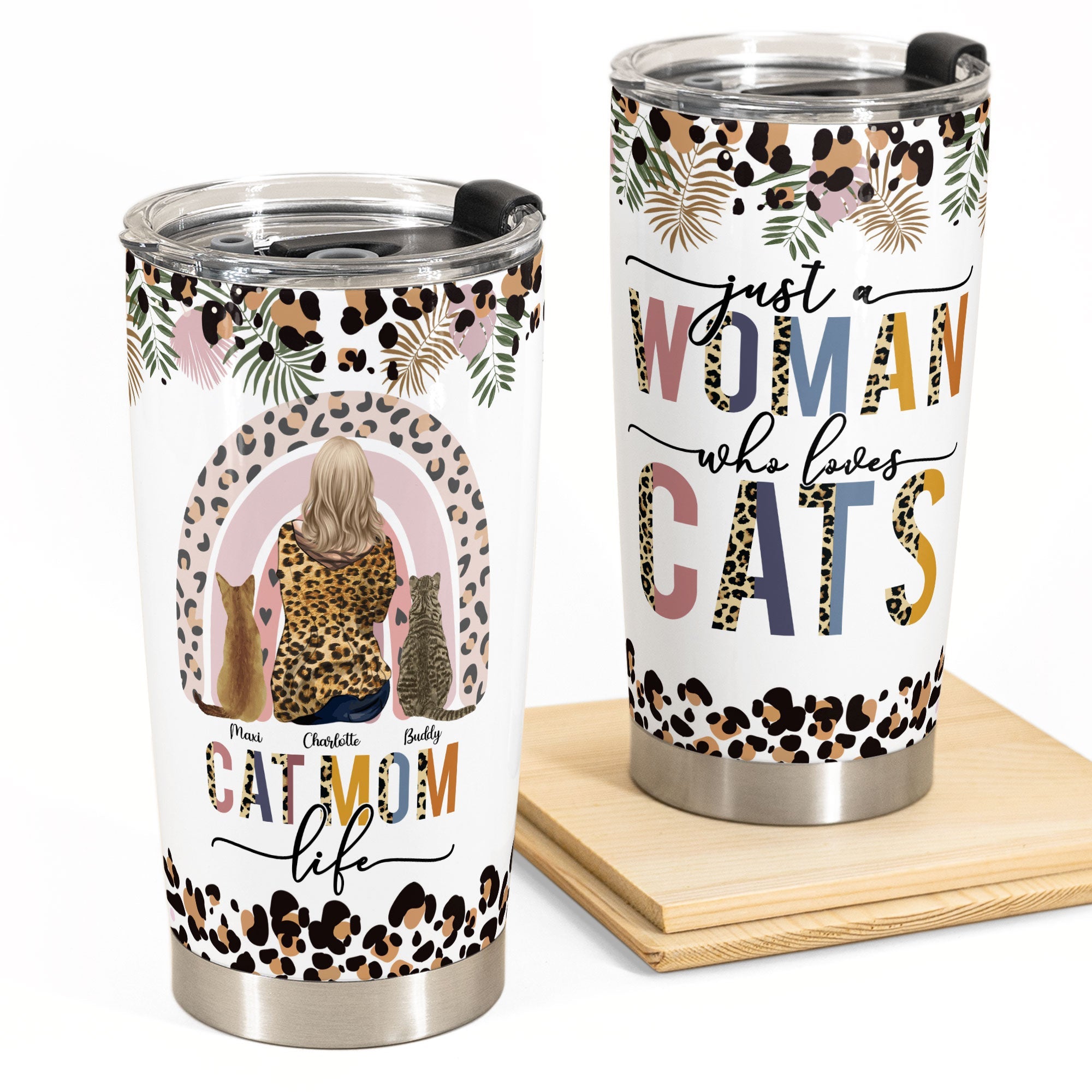 Just A Woman Who Loves Cats - Personalized Tumbler Cup - Birthday Gift For Cat Mom, Cat Lover