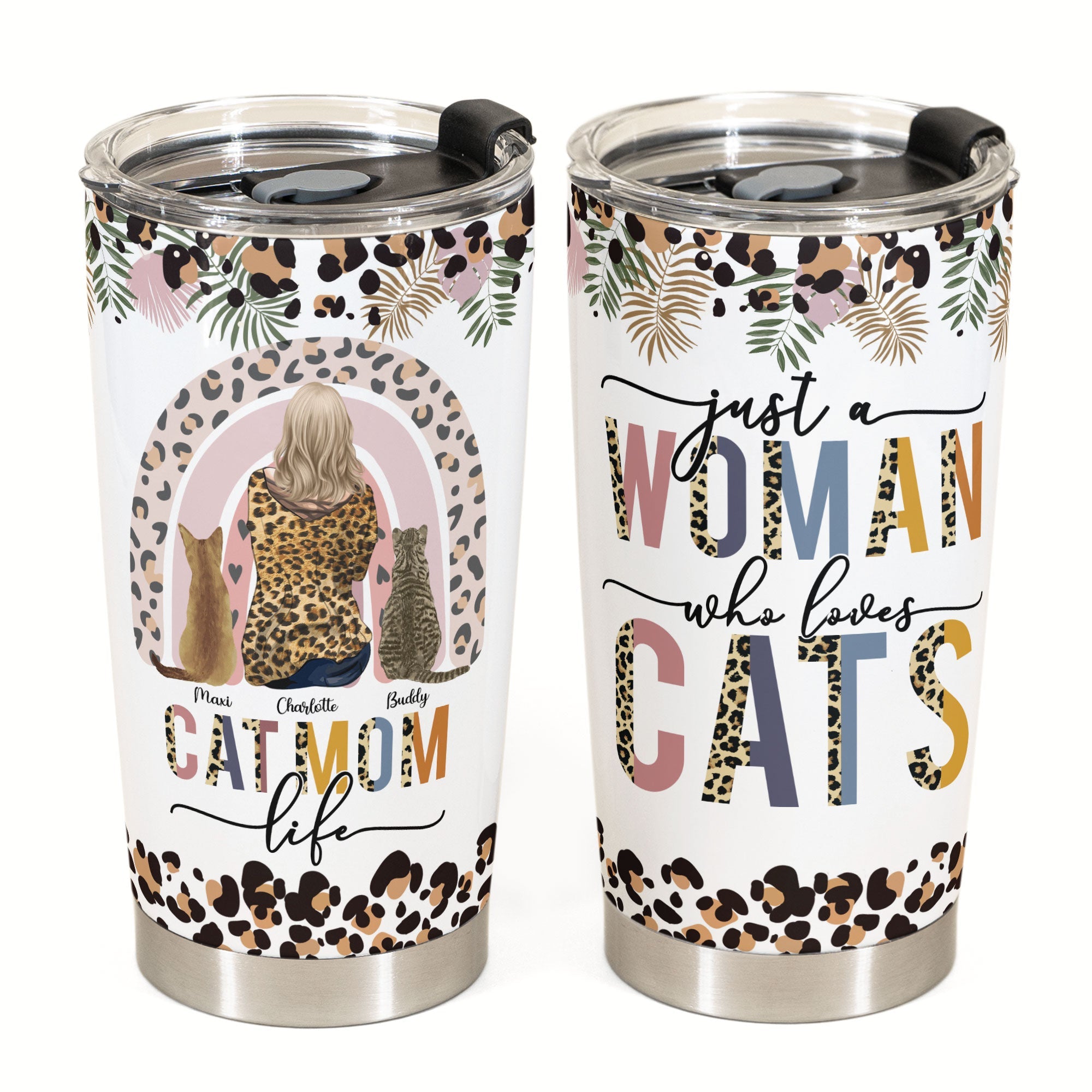 Just A Woman Who Loves Cats - Personalized Tumbler Cup - Birthday Gift For Cat Mom, Cat Lover