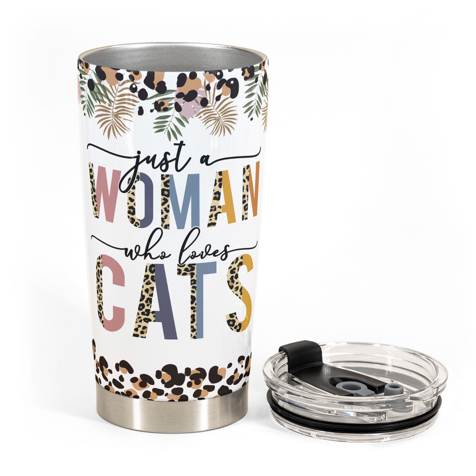 Just A Woman Who Loves Cats - Personalized Tumbler Cup - Birthday Gift For Cat Mom, Cat Lover