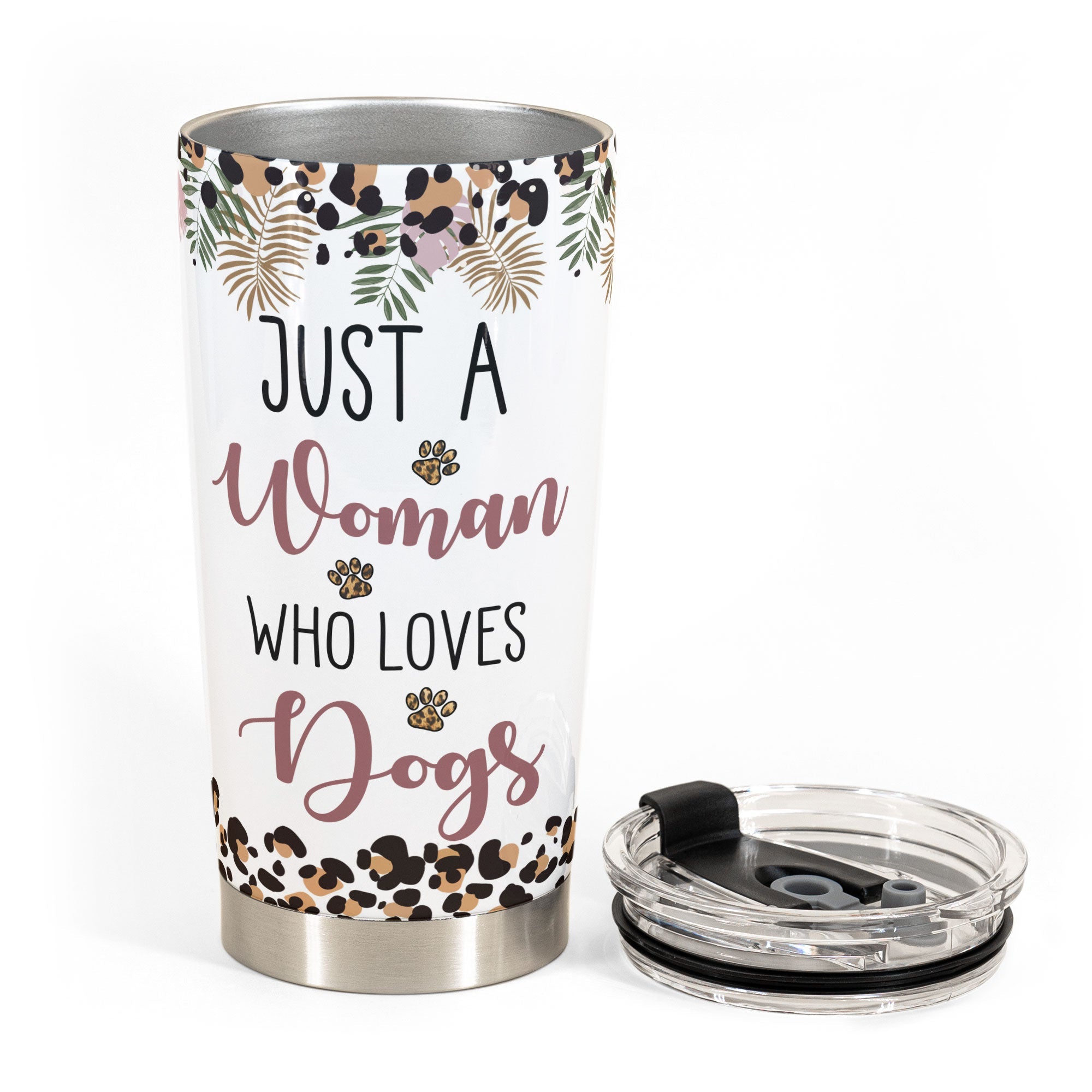 Just A Woman Who Loves Dogs - Personalized Tumbler Cup - Birthday Gift For Dog Mom, Dog Lover