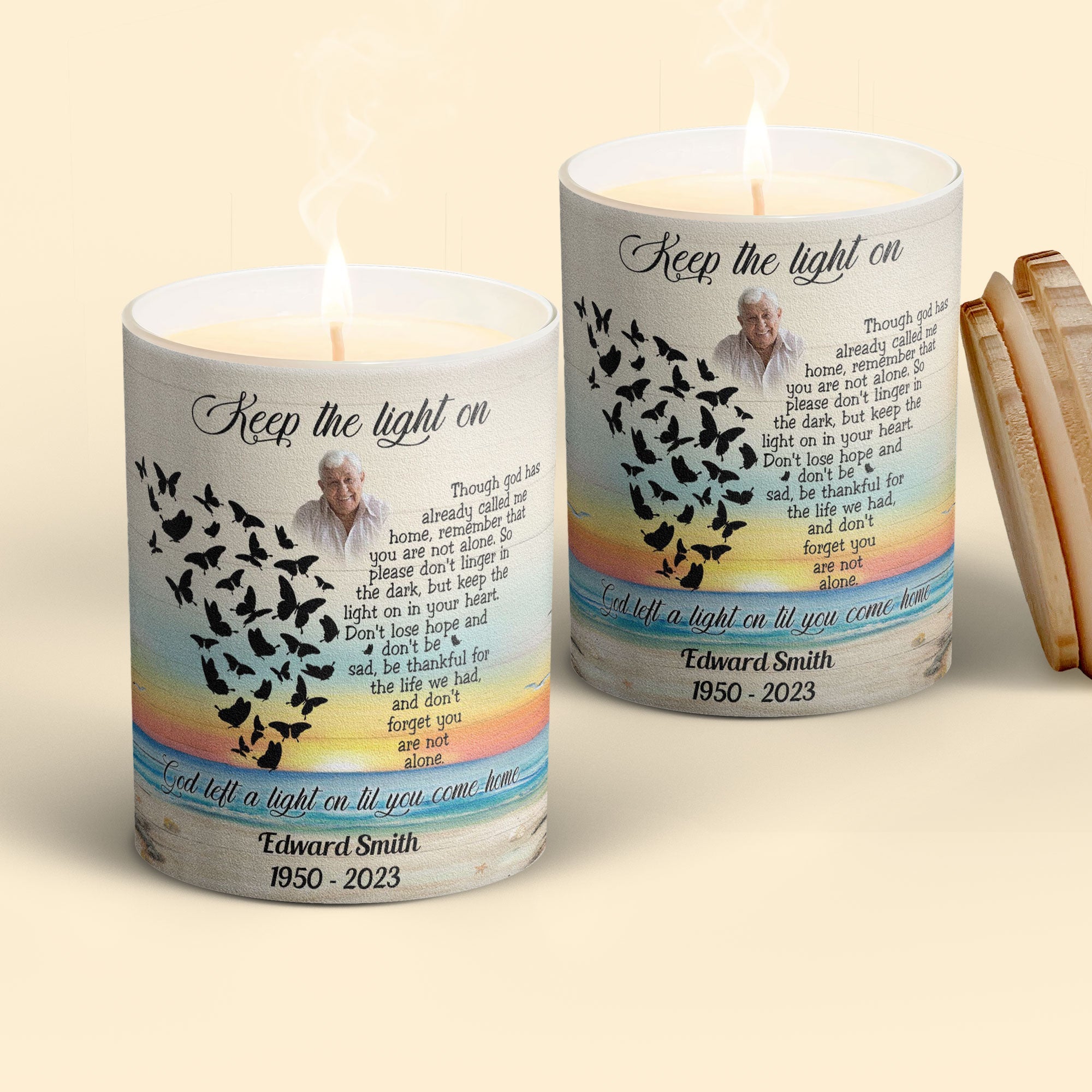 Keep The Light On Though God Has Already Called Me Home - Personalized Photo Candle