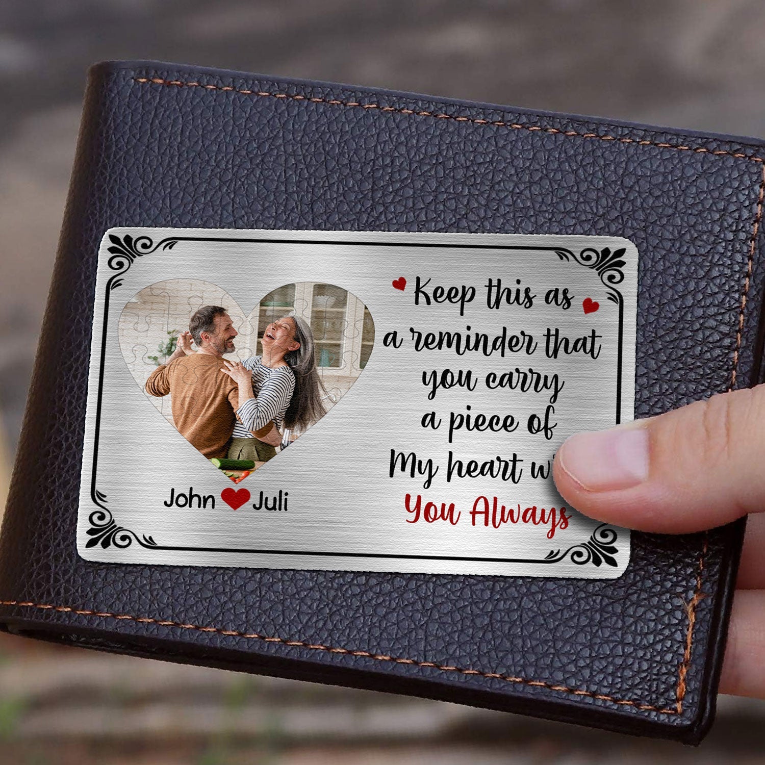 Keep This As A Reminder - Personalized Aluminum Photo Wallet Card