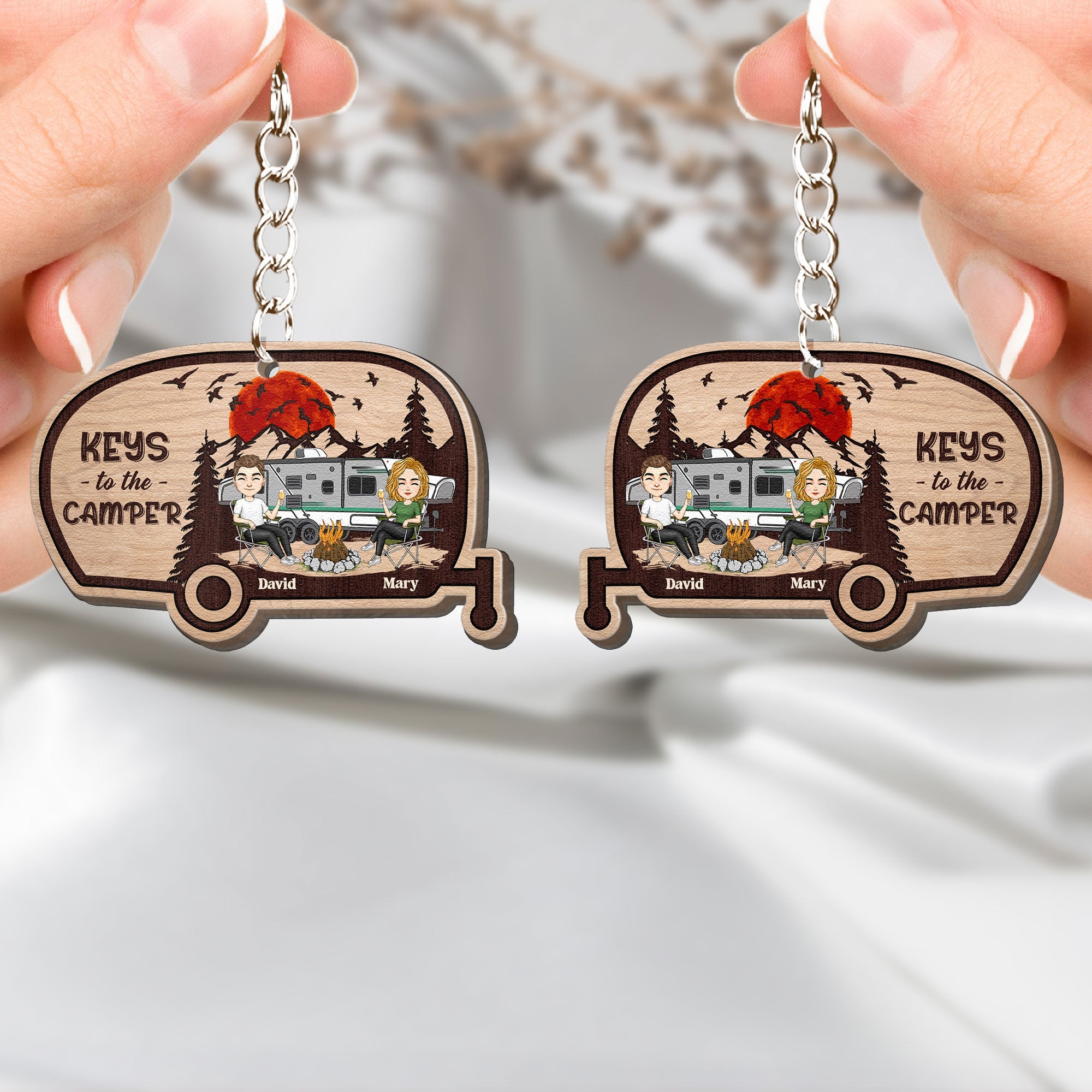 Keys To The Camper - Personalized Wooden Keychain