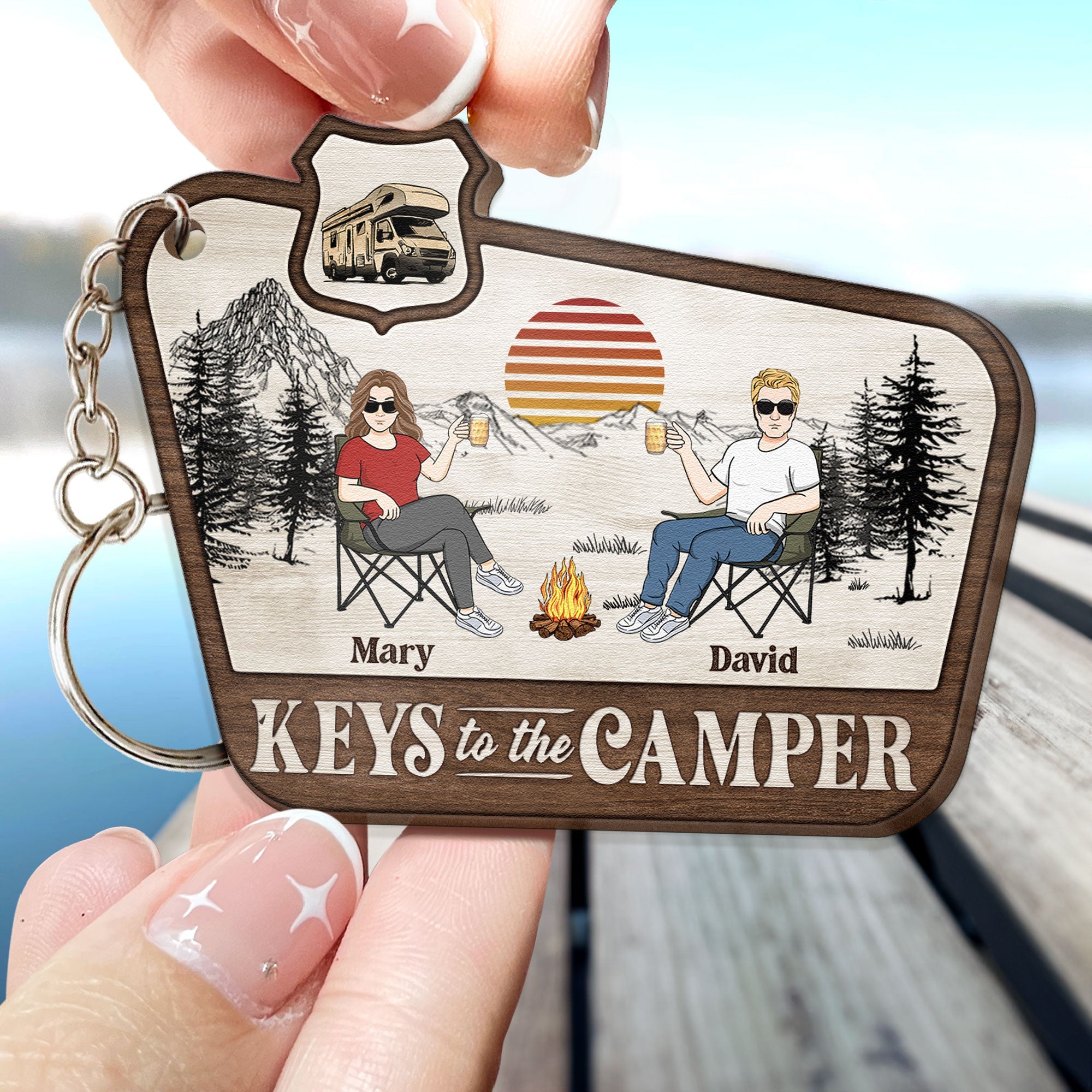 Keys To The Camper - Personalized Wooden Keychain