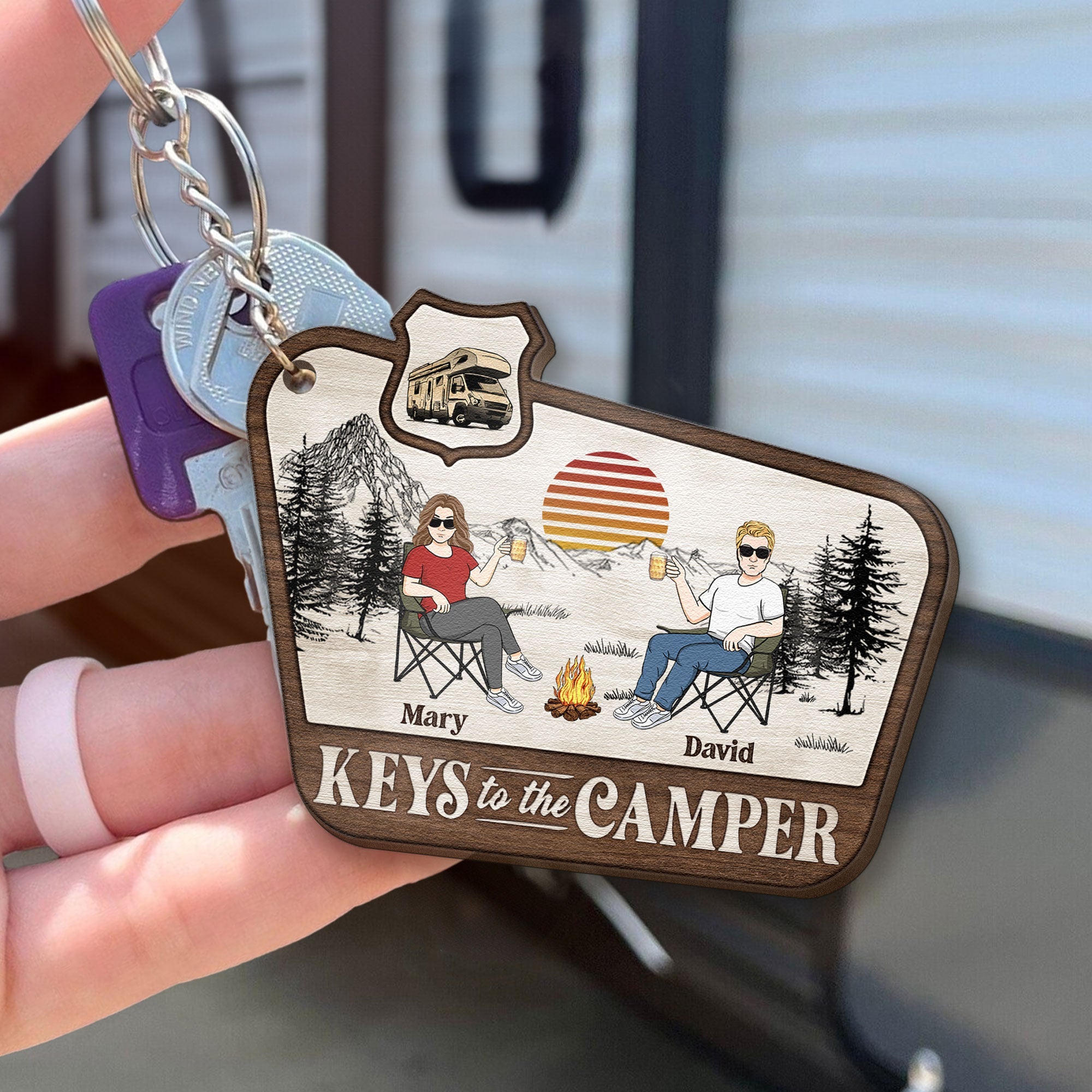 Keys To The Camper - Personalized Wooden Keychain