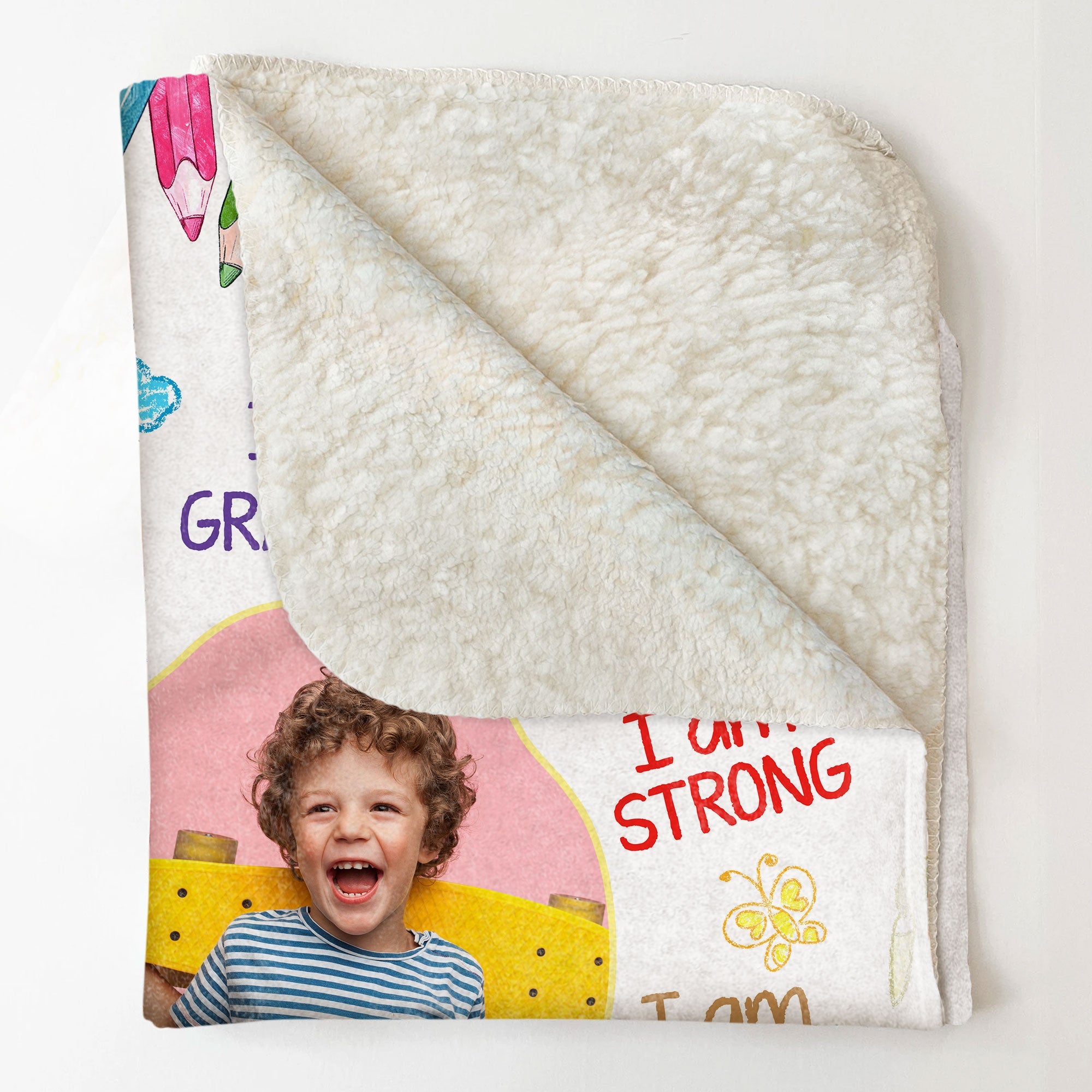 I Am Kind Smart Loved Affirmations For Kids - Personalized Kid Photo Blanket