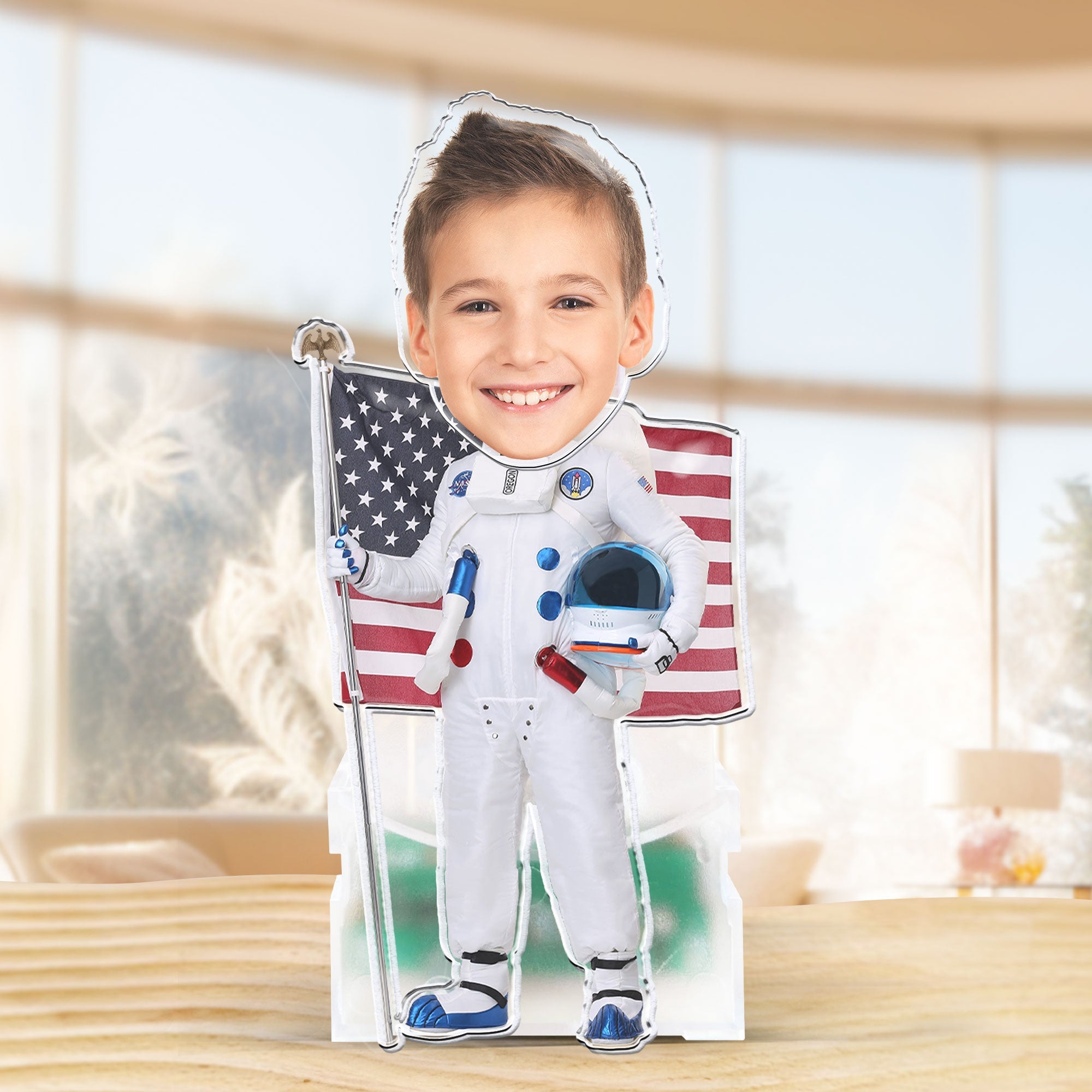 Kids Astronaut Boys Girls Playful - Personalized Photo Shaking Head Acrylic Standee