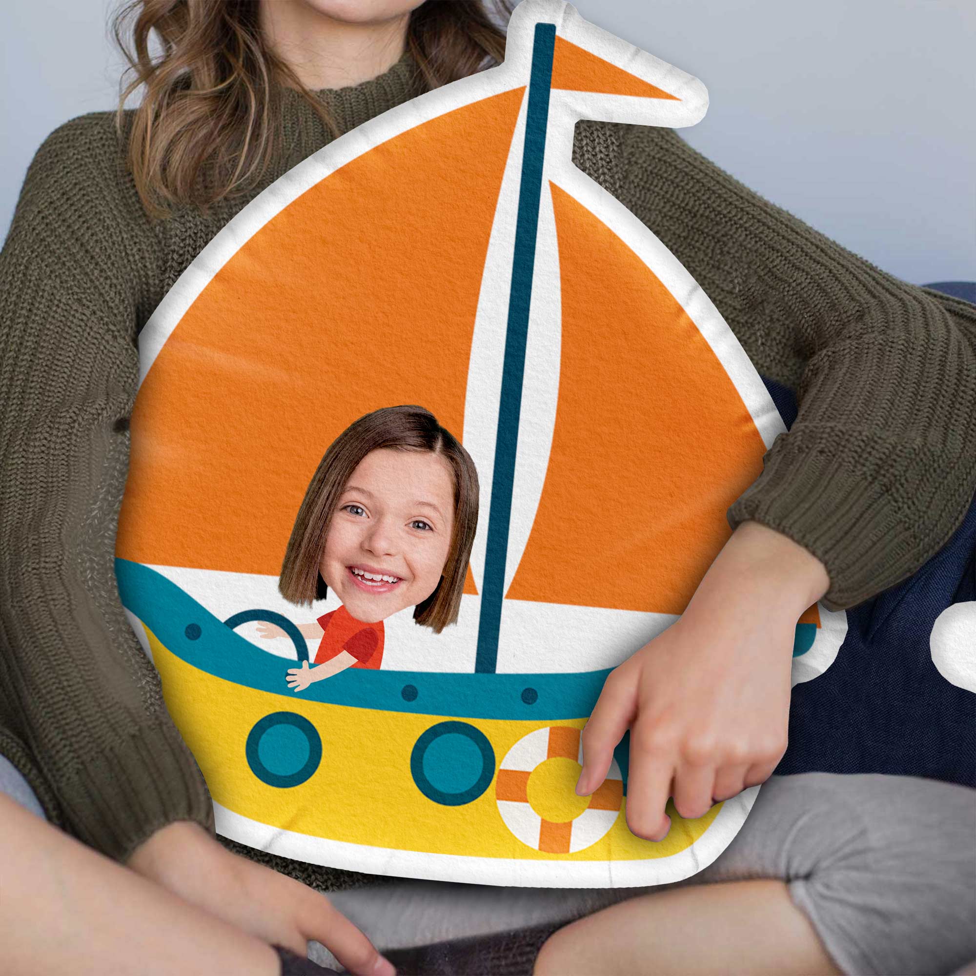 Kids Riding Vehicle  - Personalized Photo Custom Shaped Pillow