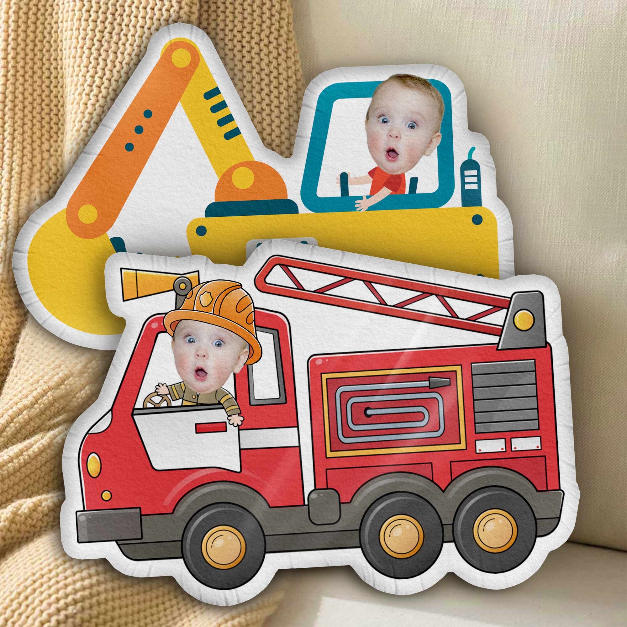 Kids Riding Vehicle  - Personalized Photo Custom Shaped Pillow