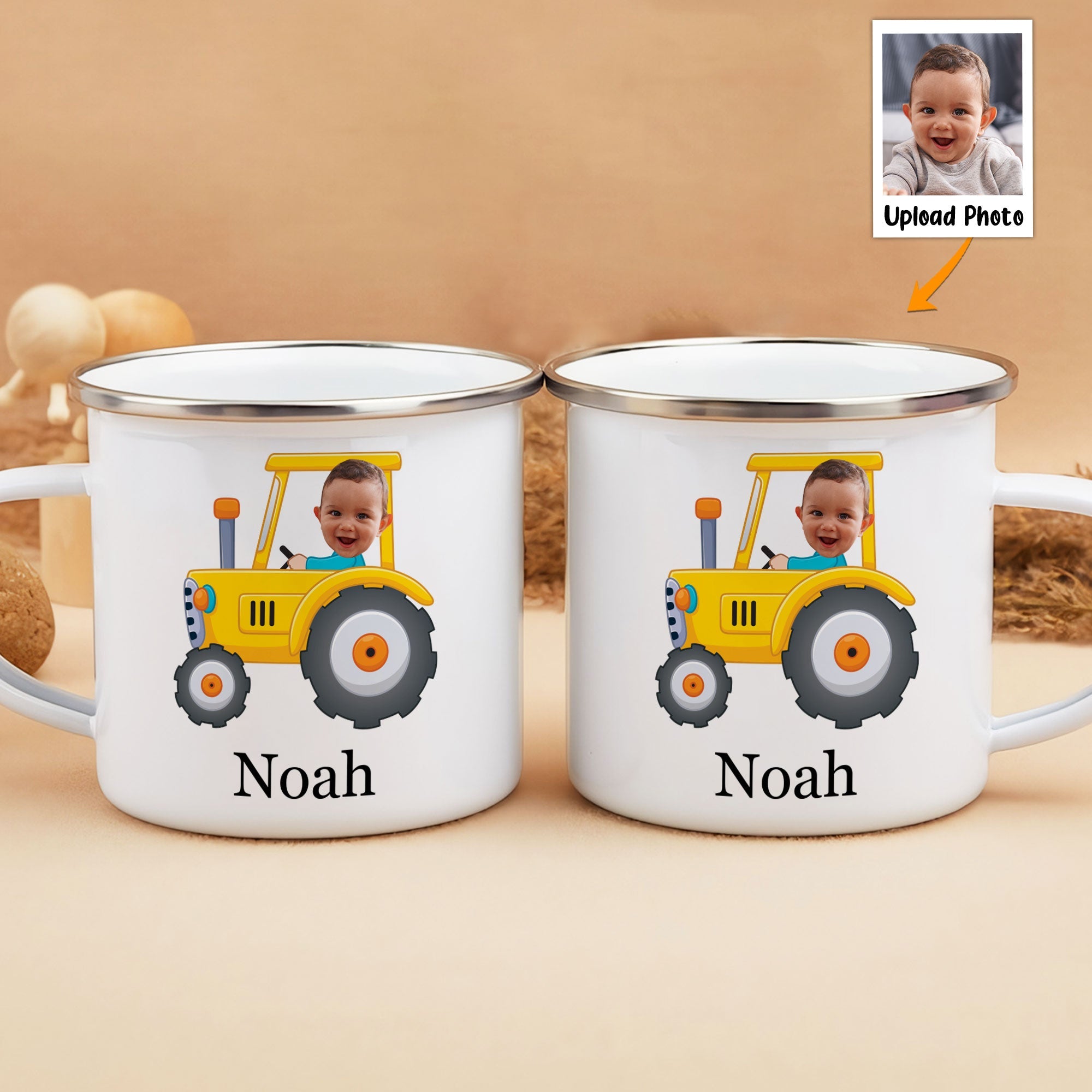 Kids Riding Vehicle - Personalized Photo Enamel Mug