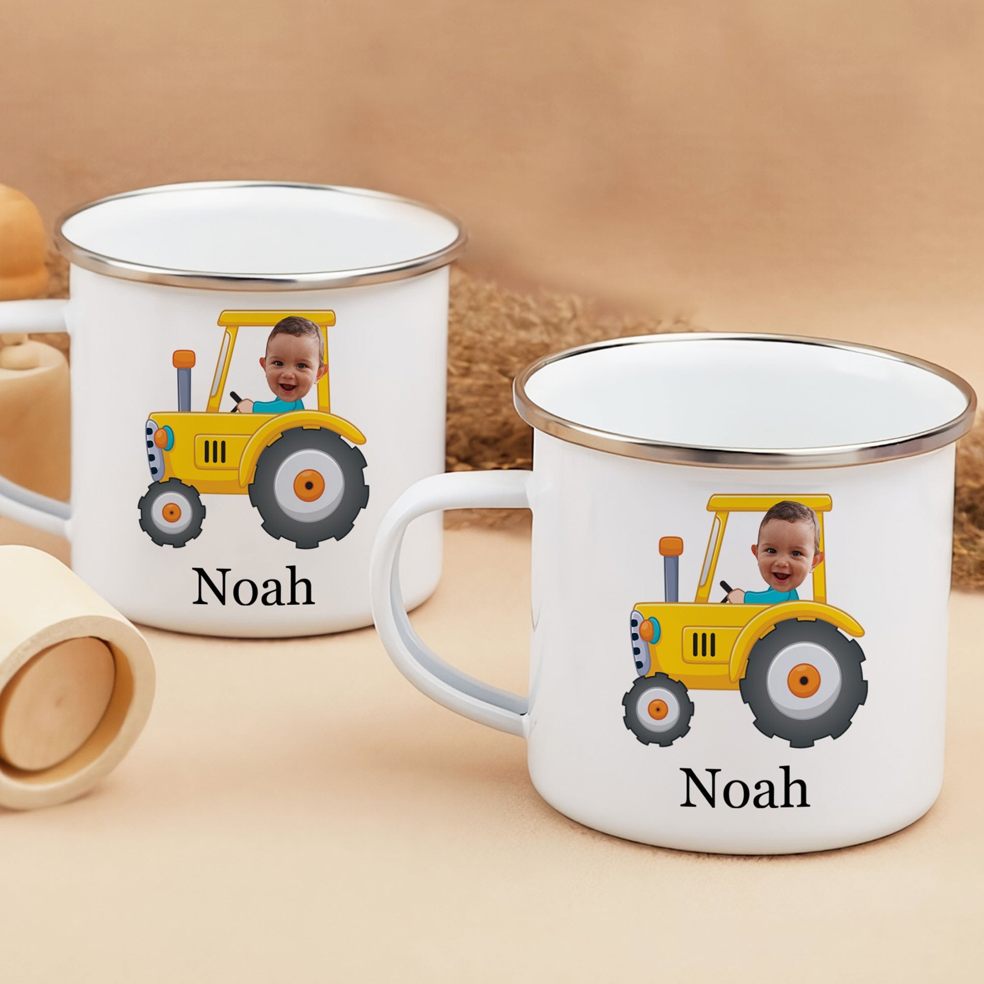 Kids Riding Vehicle - Personalized Photo Enamel Mug