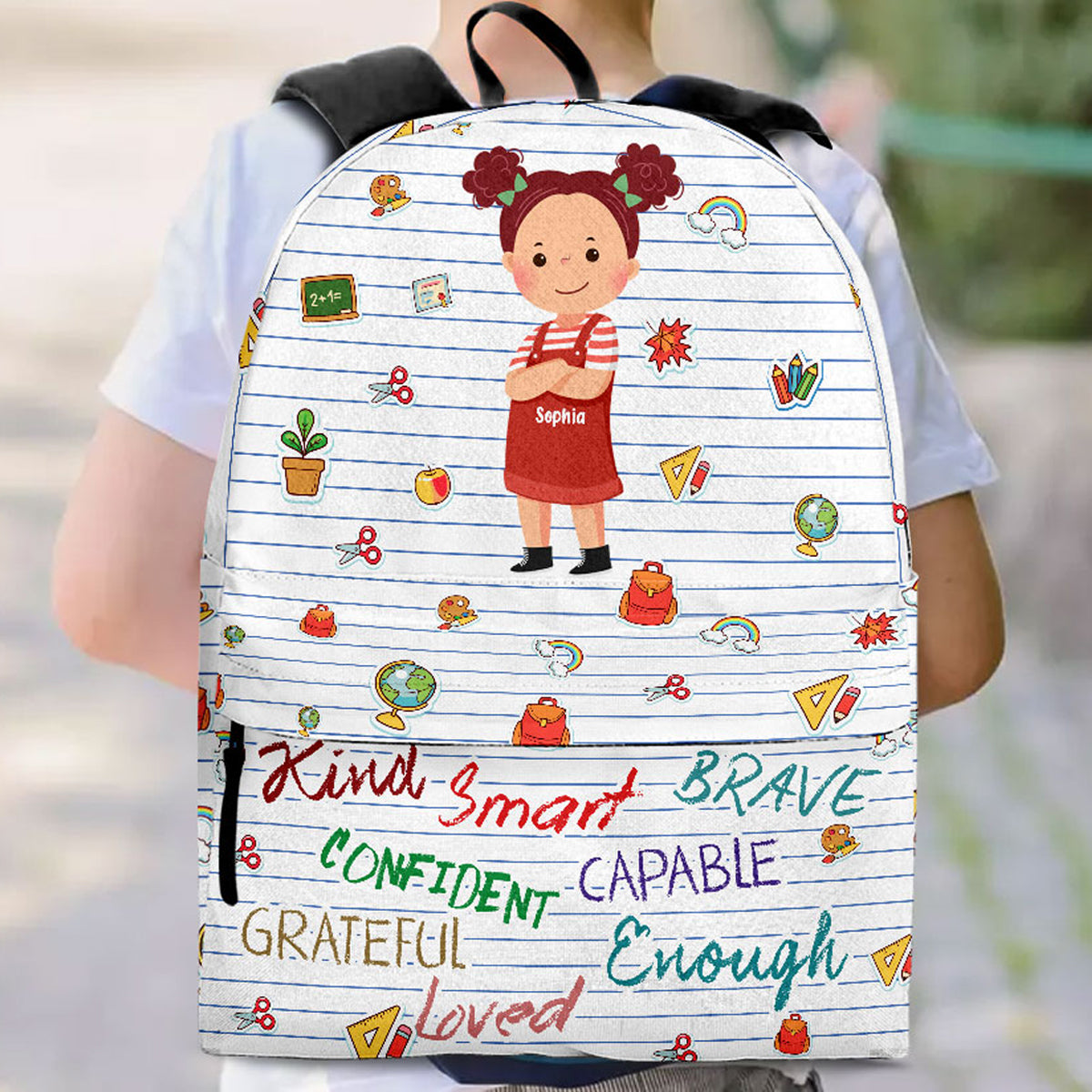 Kind Capable Smart Loved - Personalized Kid Backpack