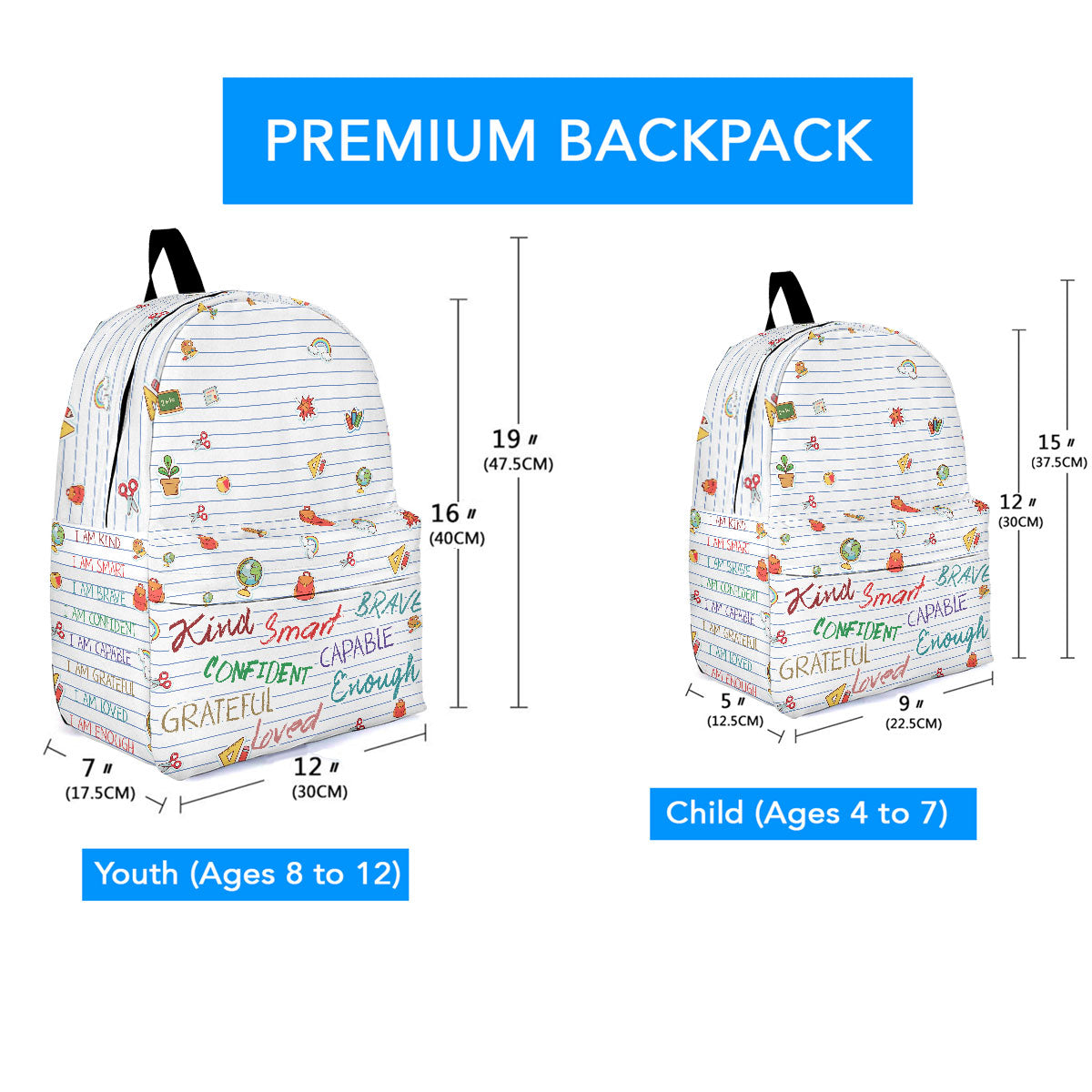 Kind Capable Smart Loved - Personalized Kid Backpack