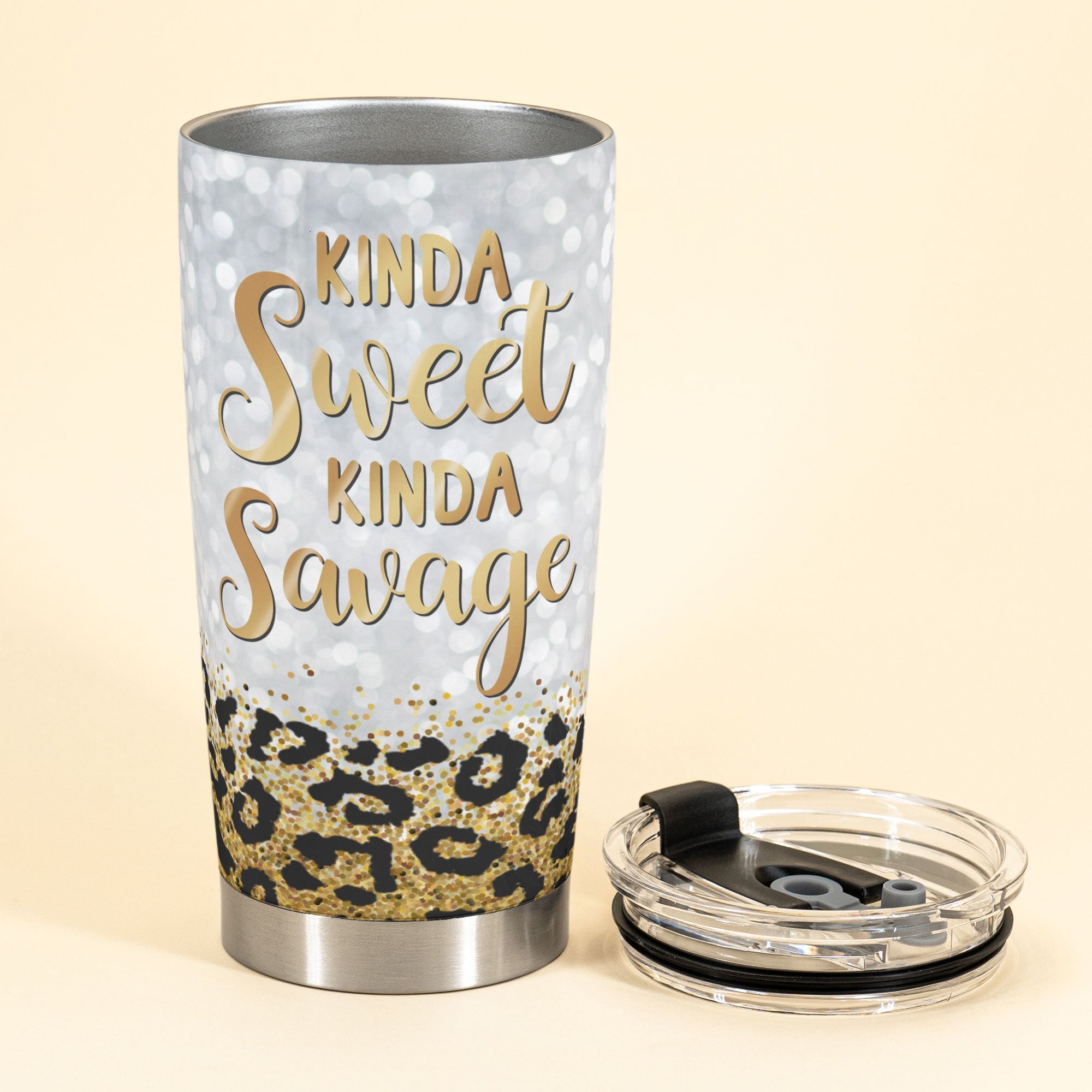 Kinda Sweet Kinda Savage - Personalized Tumbler Cup - Birthday Gift For Girl, Black Girl, Black Woman