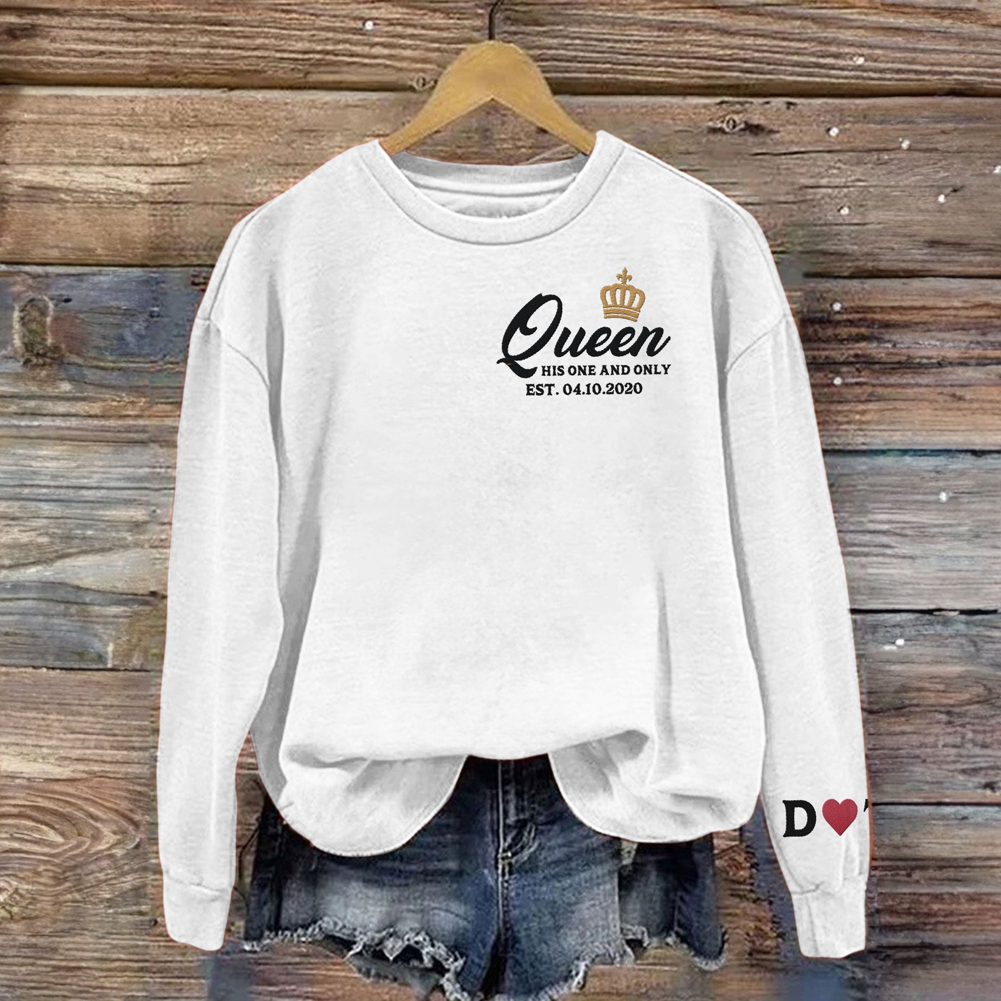 King And Queen Couple - Custom Embroidered Sweatshirt