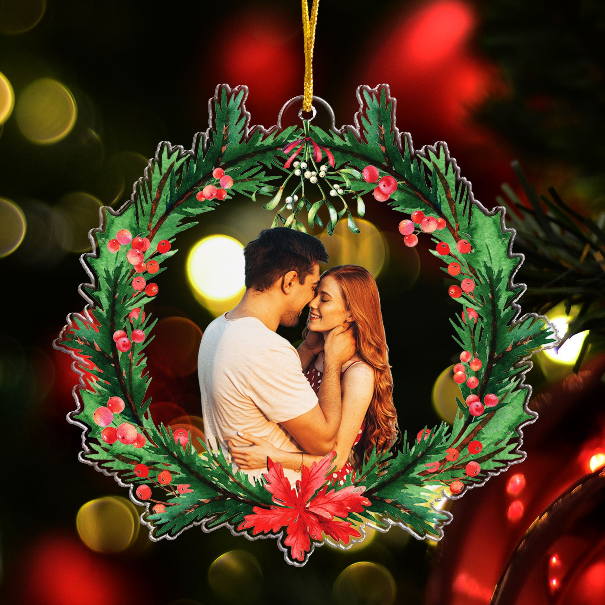 Kiss Me Under The Mistletoe - Personalized Acrylic Photo Ornament