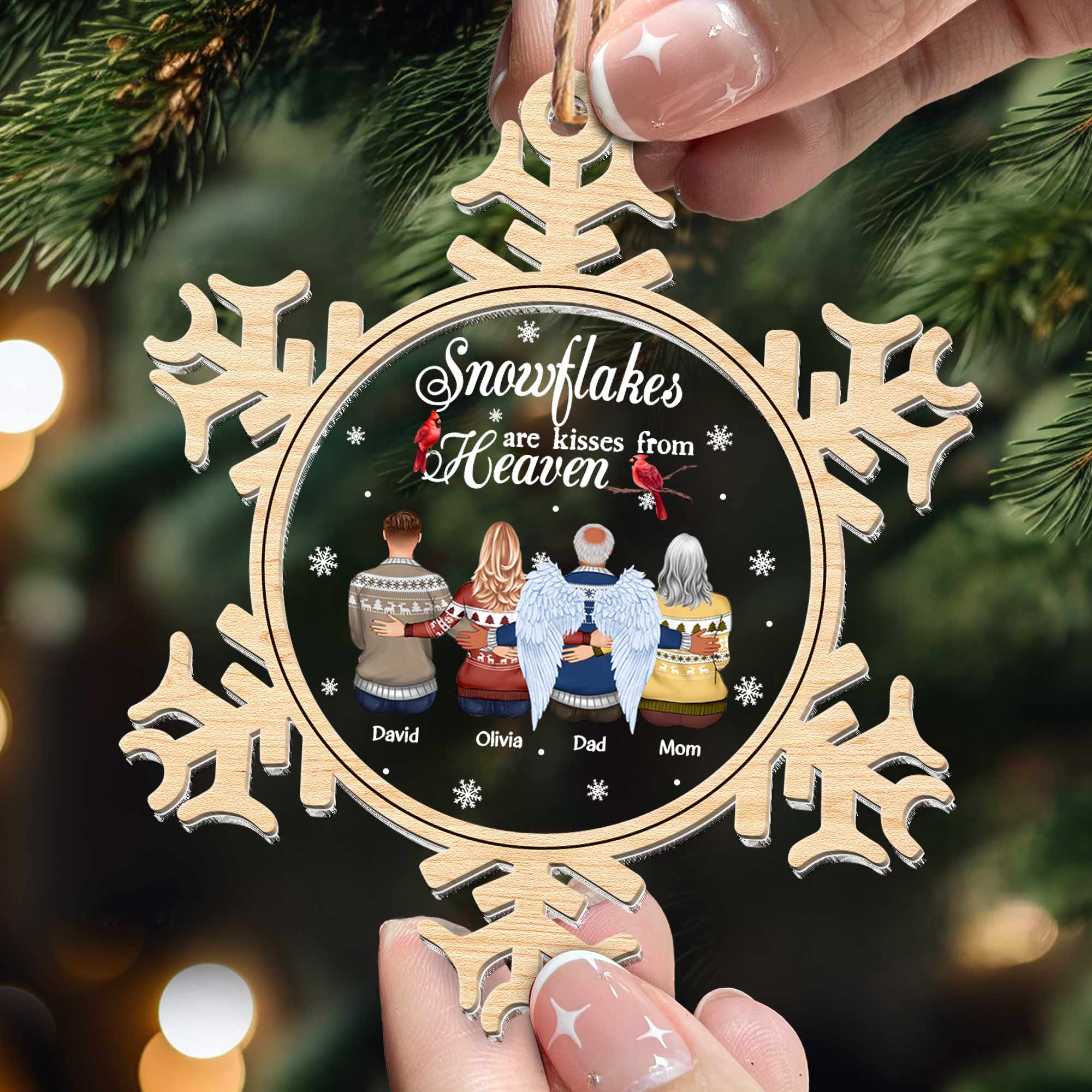 Kisses From Heaven - Personalized Wood And Acrylic Ornament