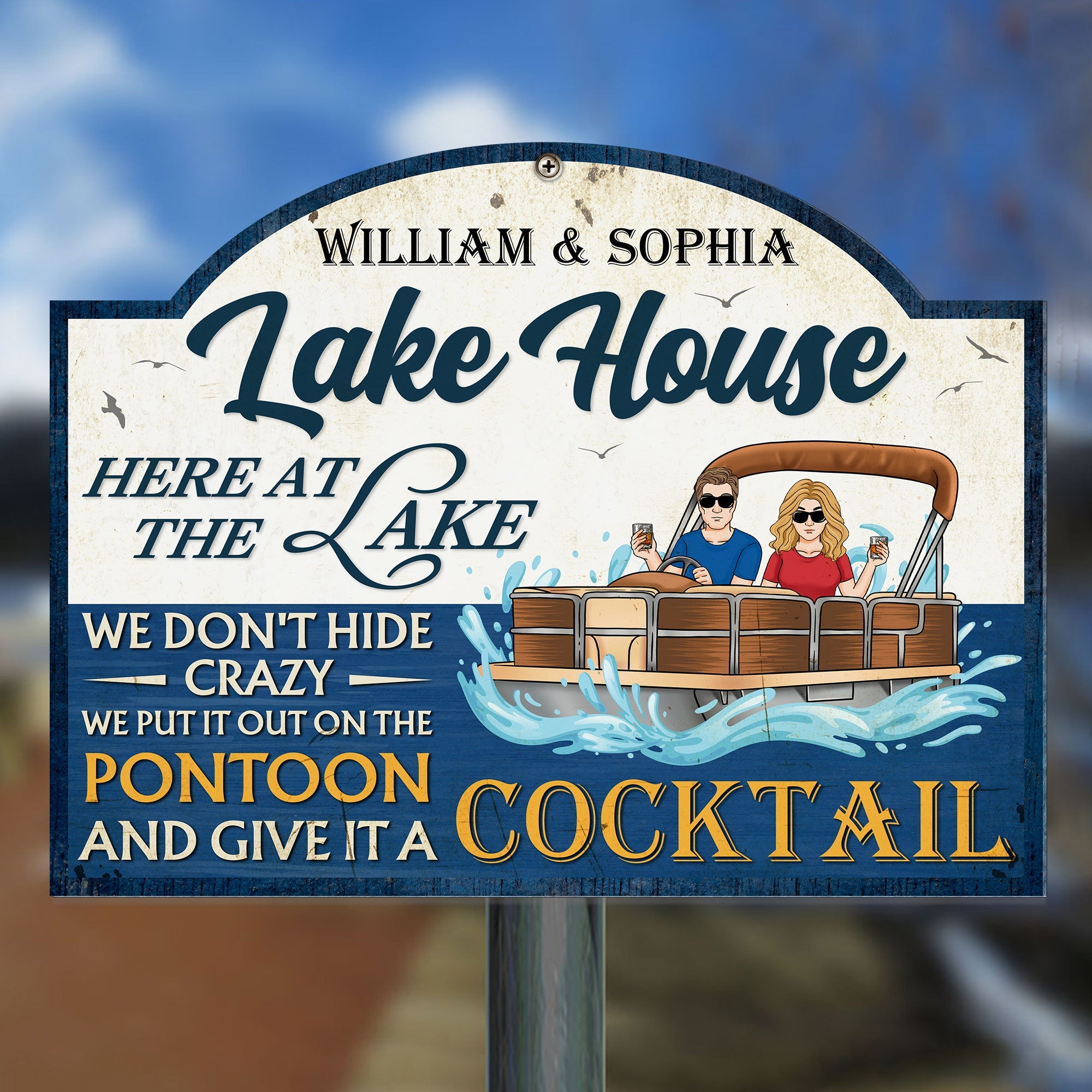 Lake House - Personalized Custom Shaped Metal Sign