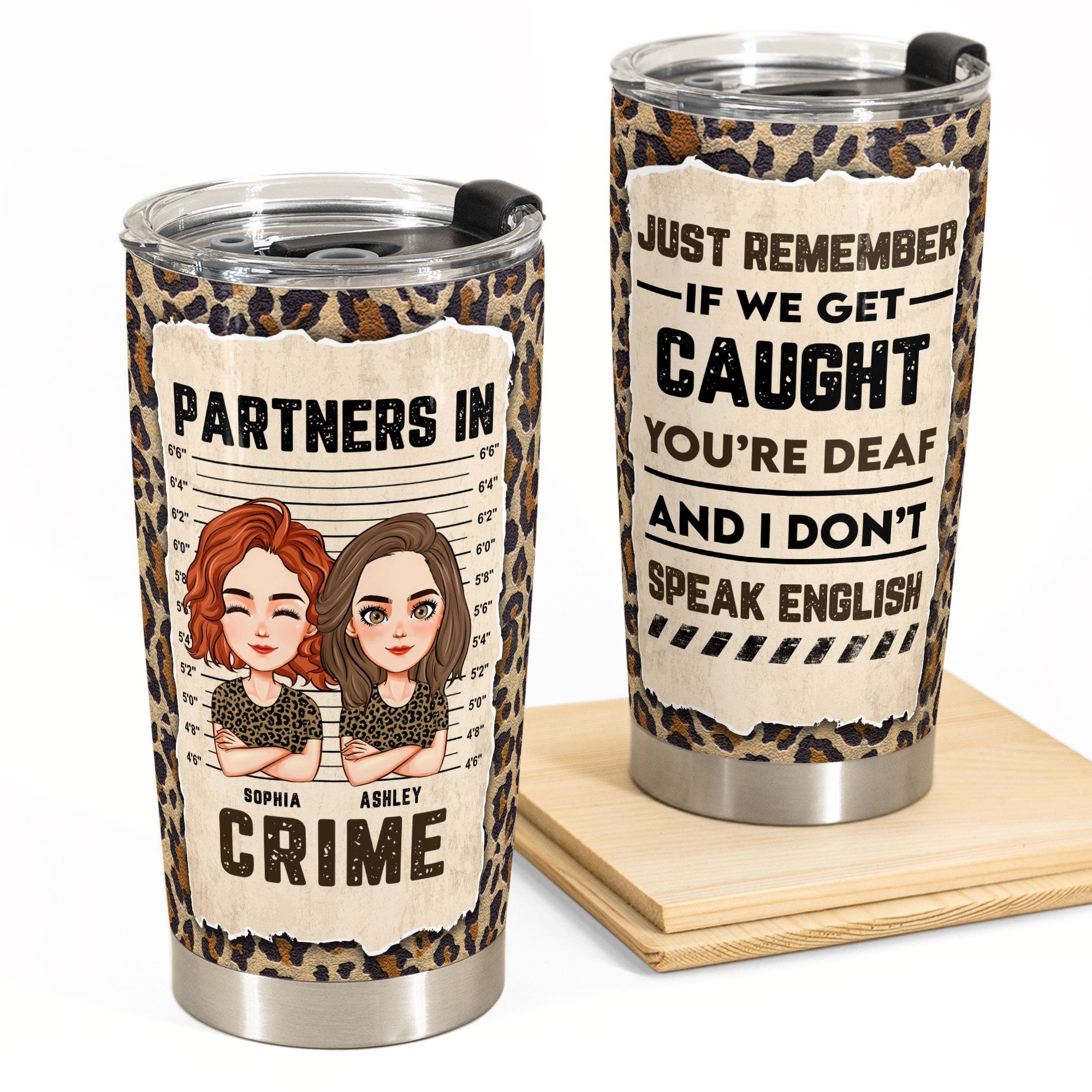 Leopard Version - Partners In Crime - Personalized Tumbler Cup