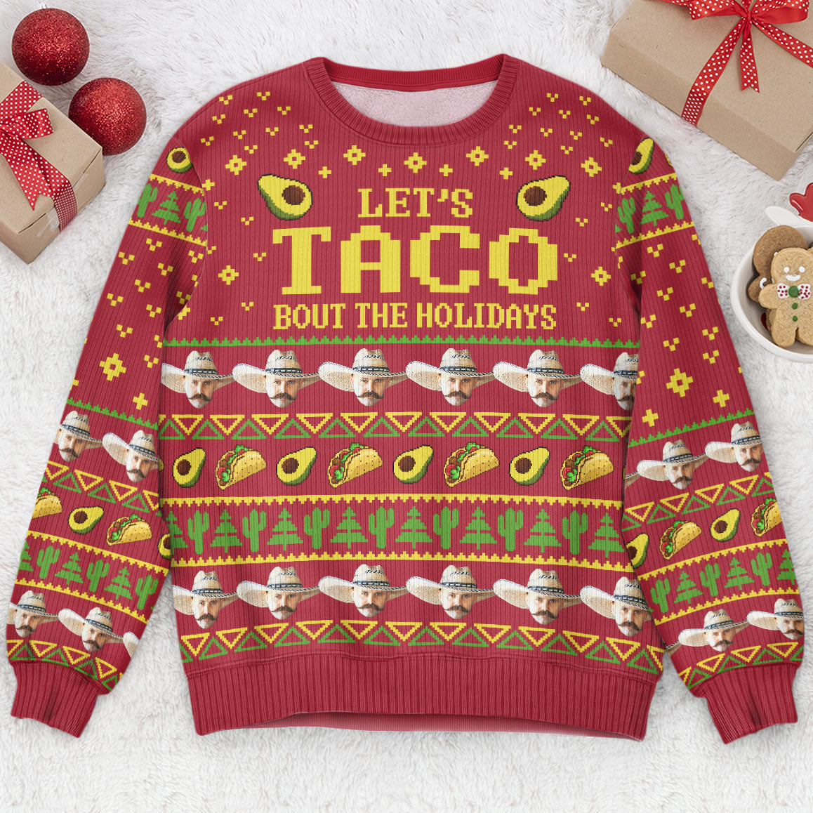 Let's Taco Bout The Holidays - Personalized Photo Ugly Sweater