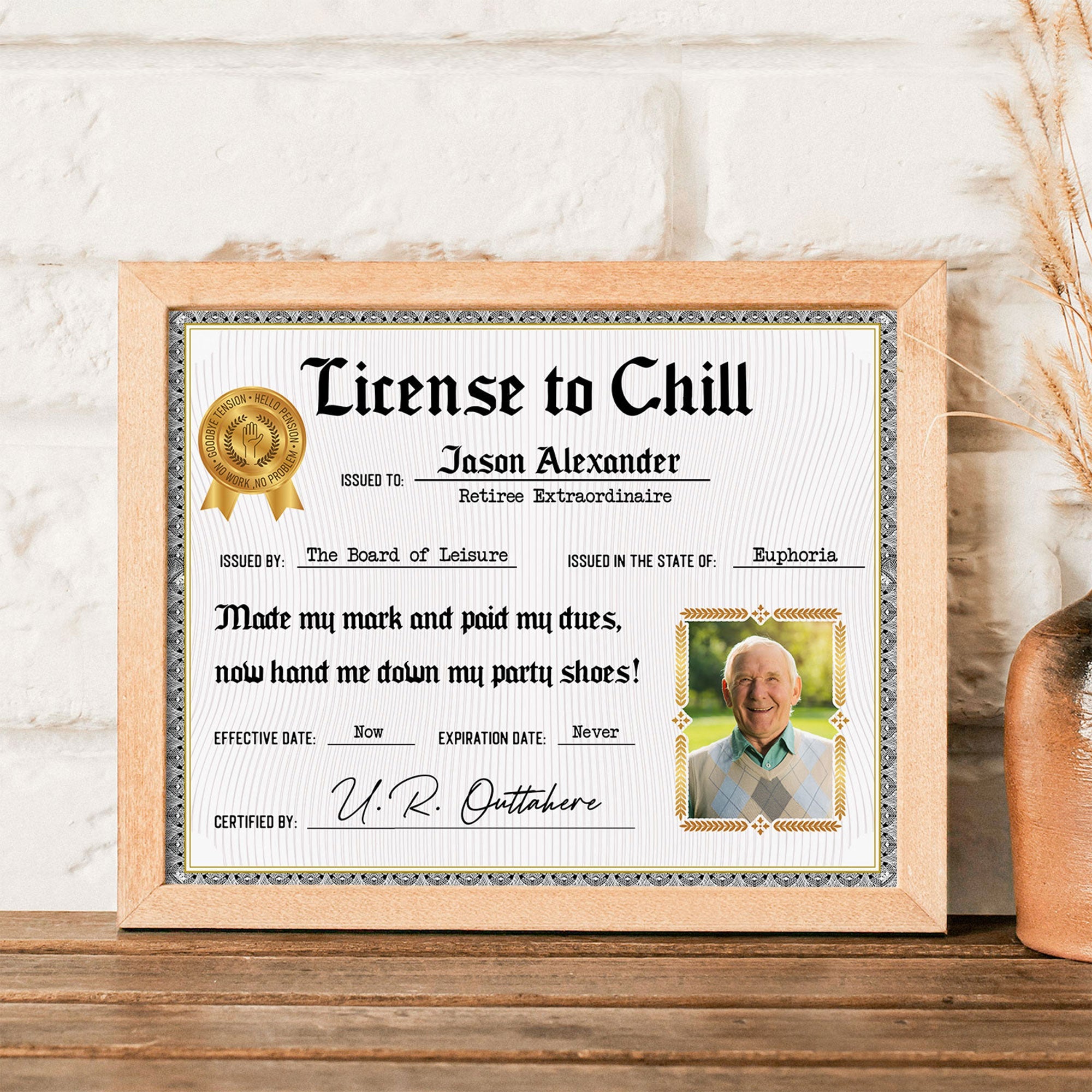 License To Chill - Personalized Poster - Funny, Retirement Gift For Colleagues, Mom, Dad, Grandma, Grandpa