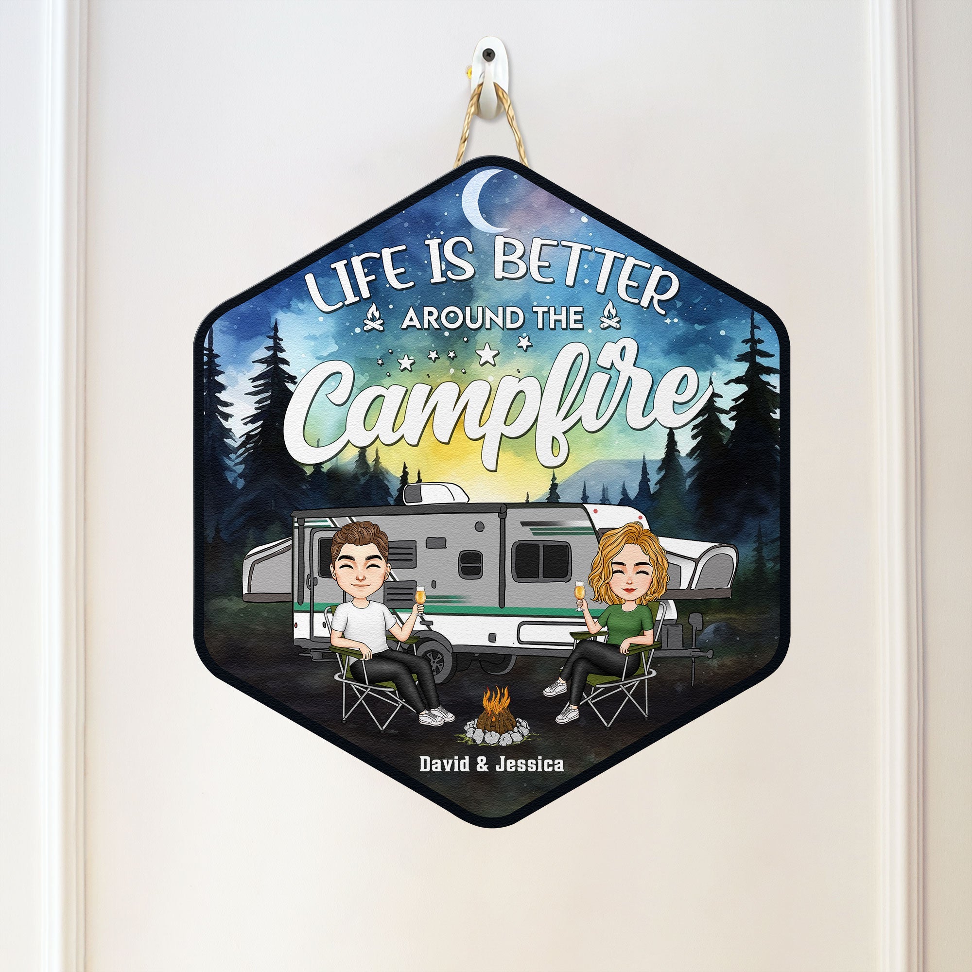 Life Is Better Around The Campfire Camping - Personalized Custom Shaped Wood Sign