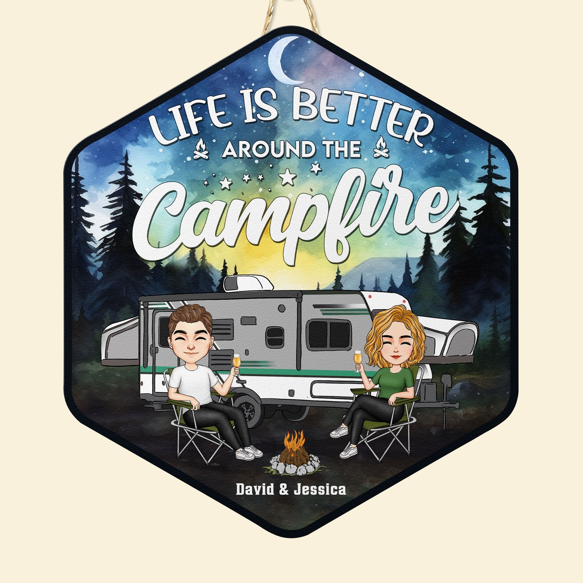 Life Is Better Around The Campfire Camping - Personalized Custom Shaped Wood Sign