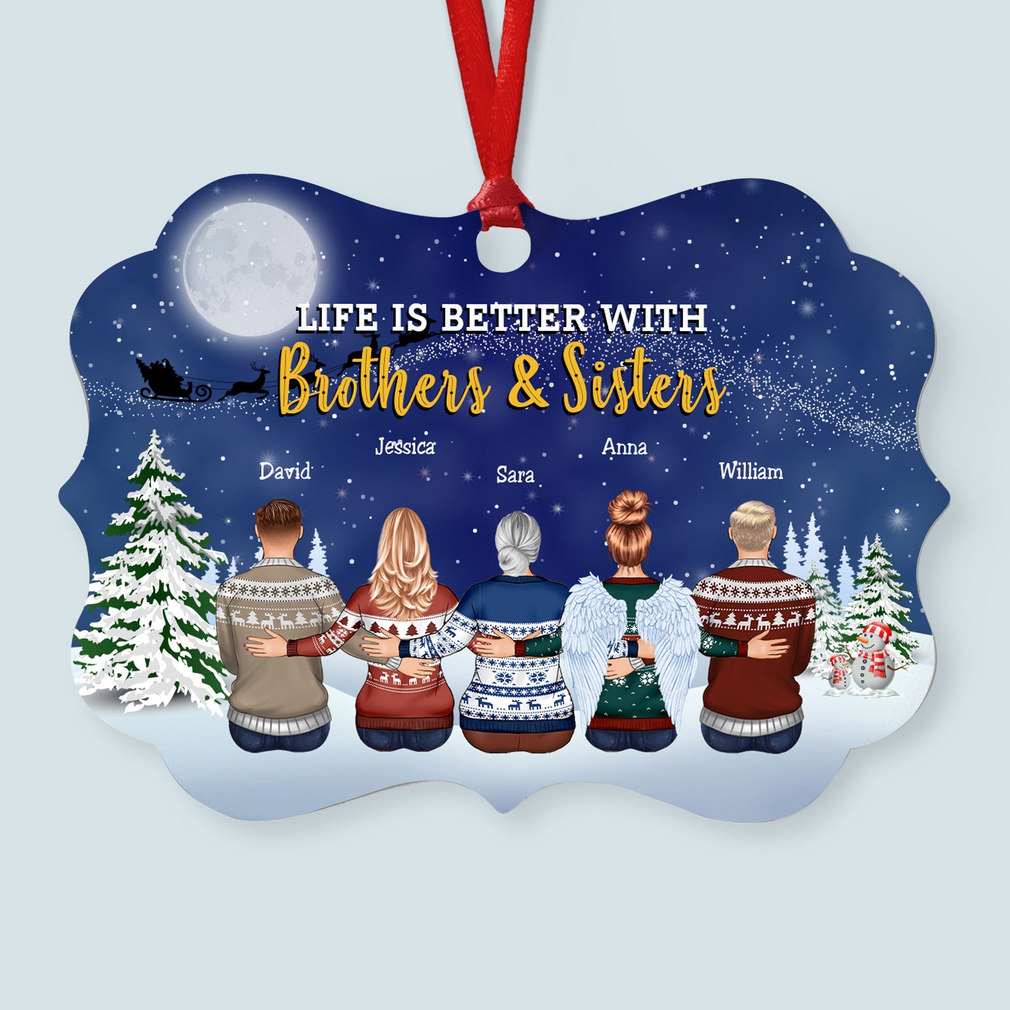 Life Is Better With Brothers And Sisters - Personalized Aluminum, Wooden Ornament - Christmas Gift For Brothers, Sisters, Besties