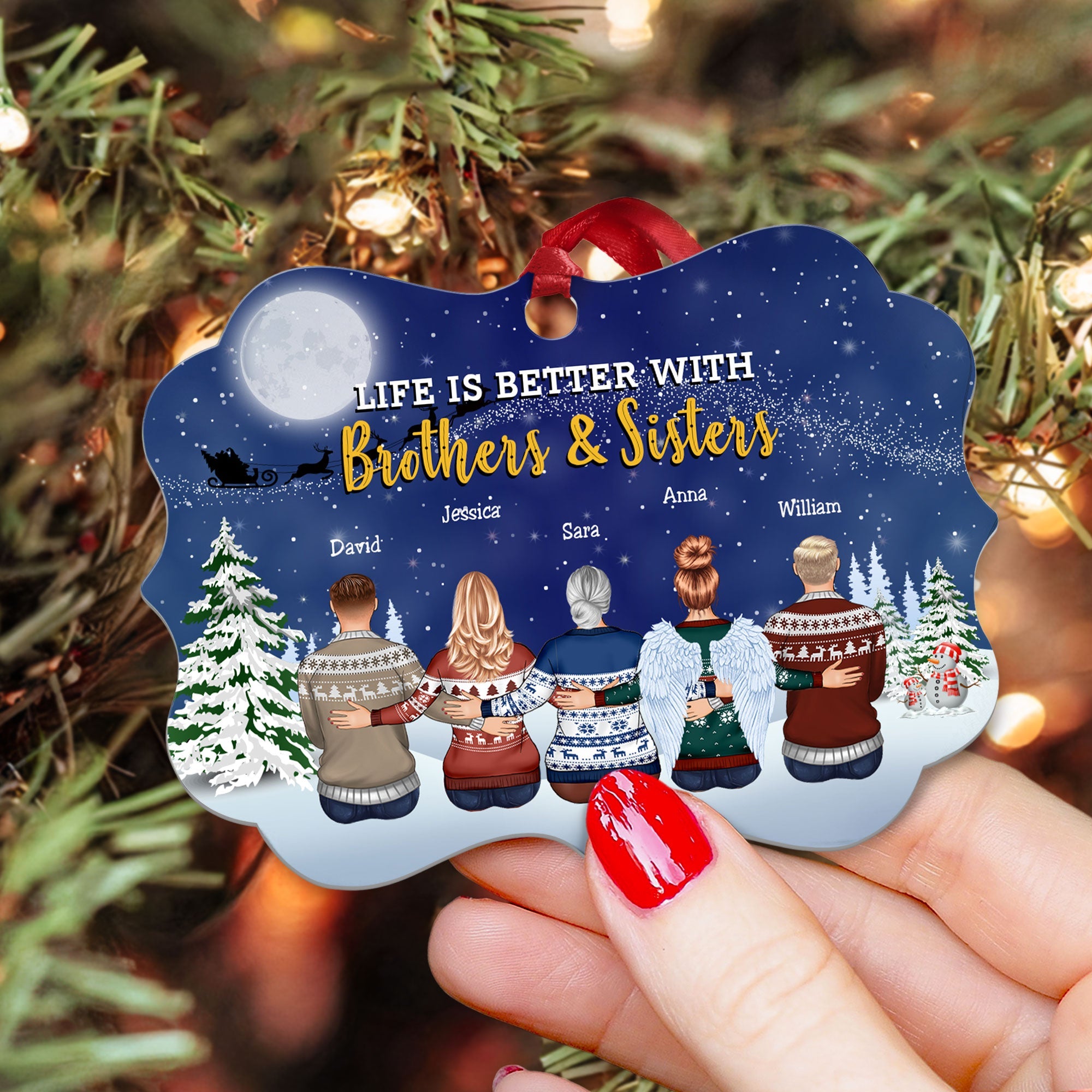 Life Is Better With Brothers And Sisters - Personalized Aluminum, Wooden Ornament - Christmas Gift For Brothers, Sisters, Besties