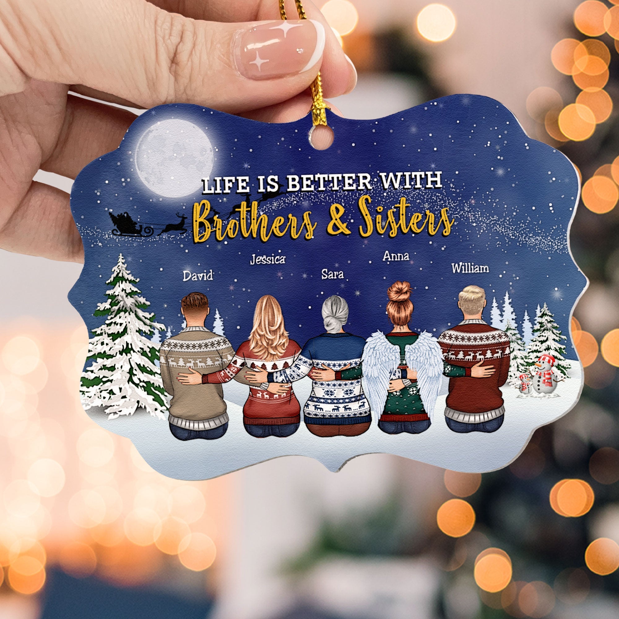 Life Is Better With Brothers And Sisters - Personalized Aluminum, Wooden Ornament - Christmas Gift For Brothers, Sisters, Besties