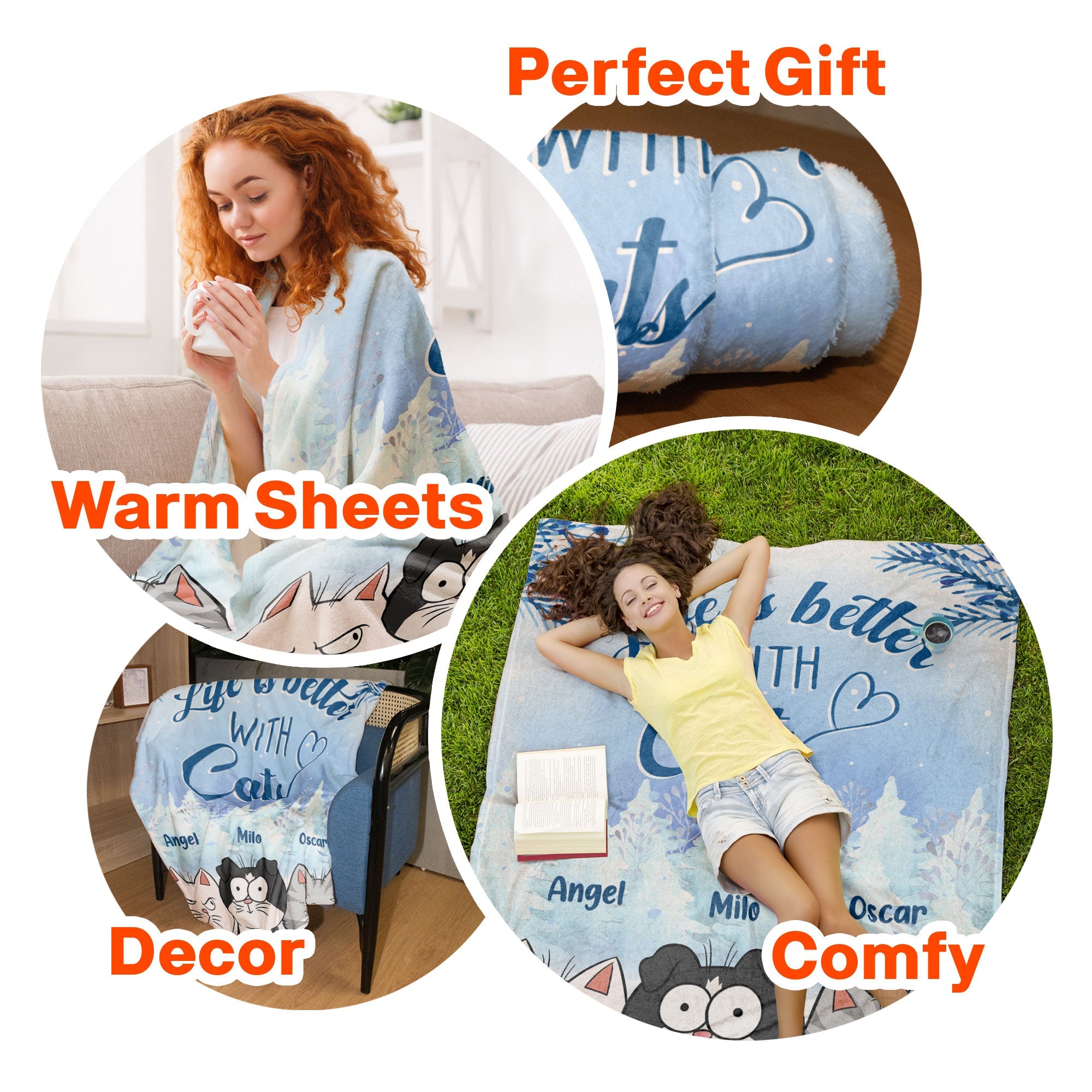 Life Is Better With Cats - Personalized Blanket