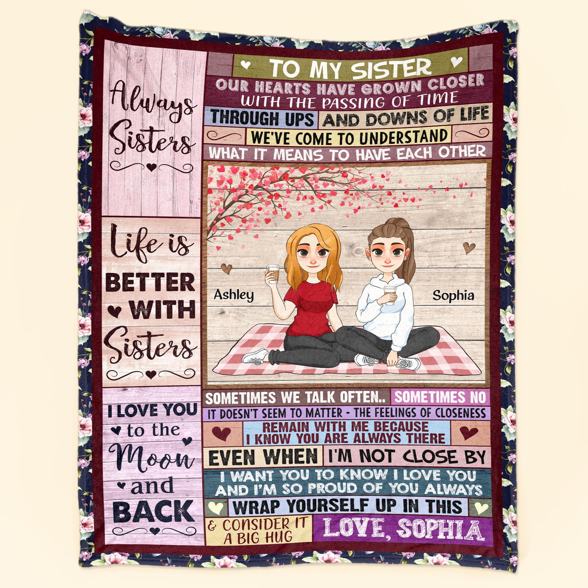 Life Is Better With Sisters - Personalized Blanket