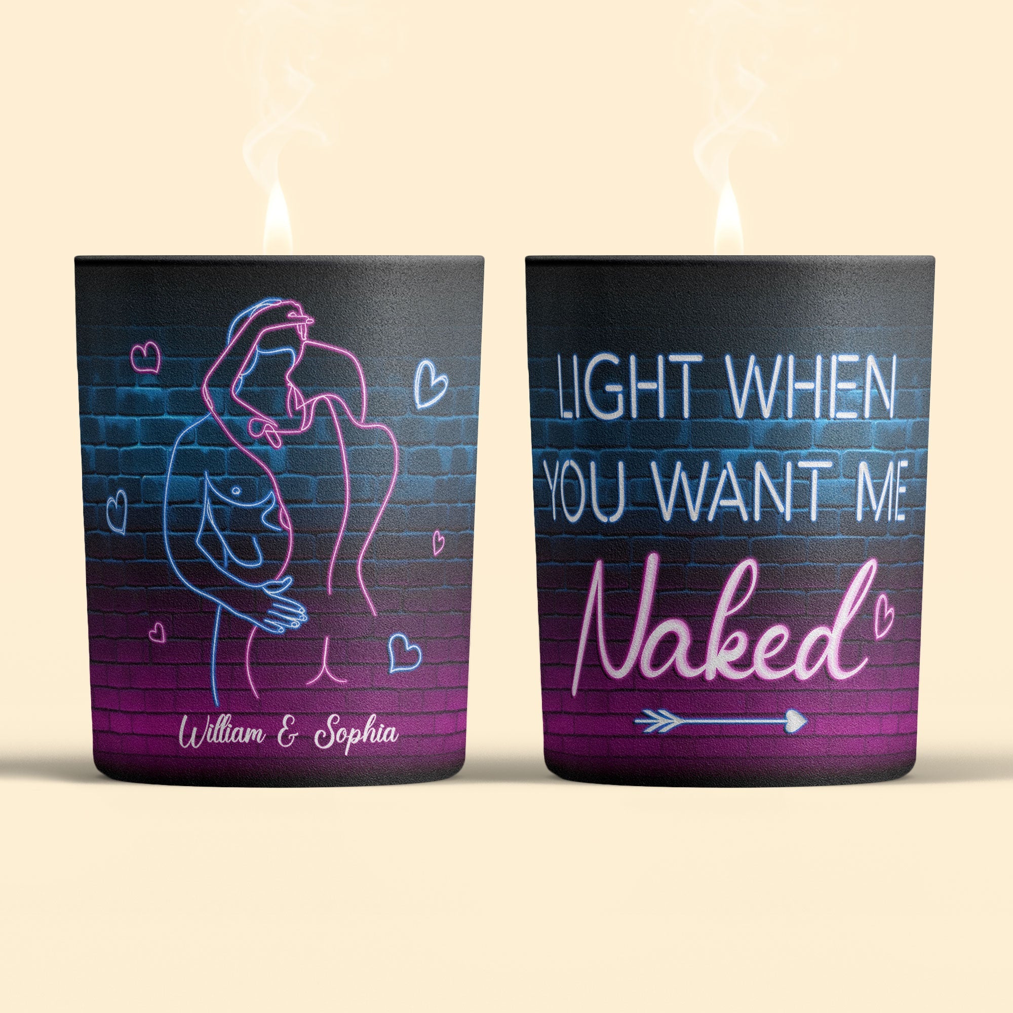 Light When You Want Me Naked Couples - Personalized Candle