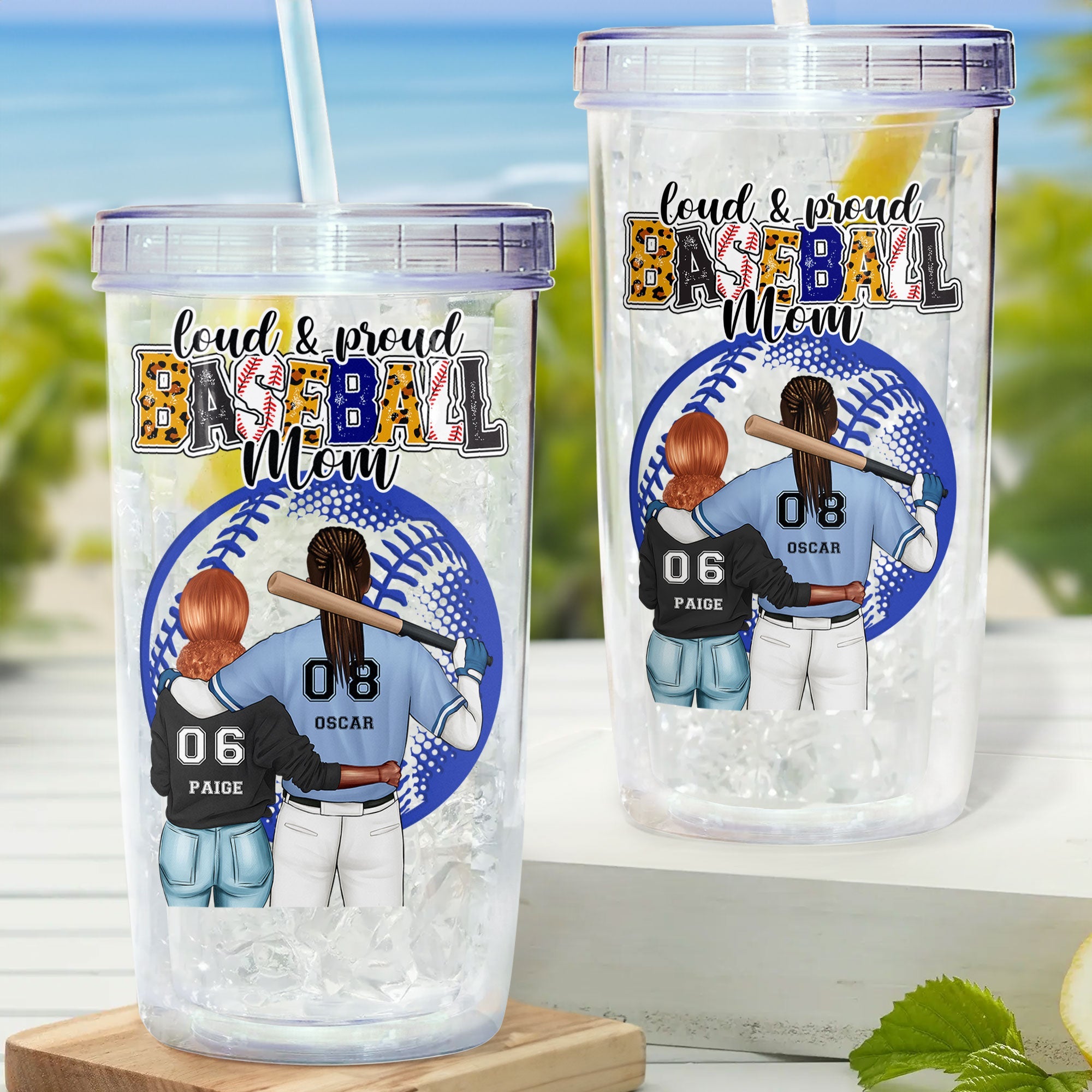 Loud & Proud Baseball Mom - Personalized Acrylic Insulated Tumbler With Straw