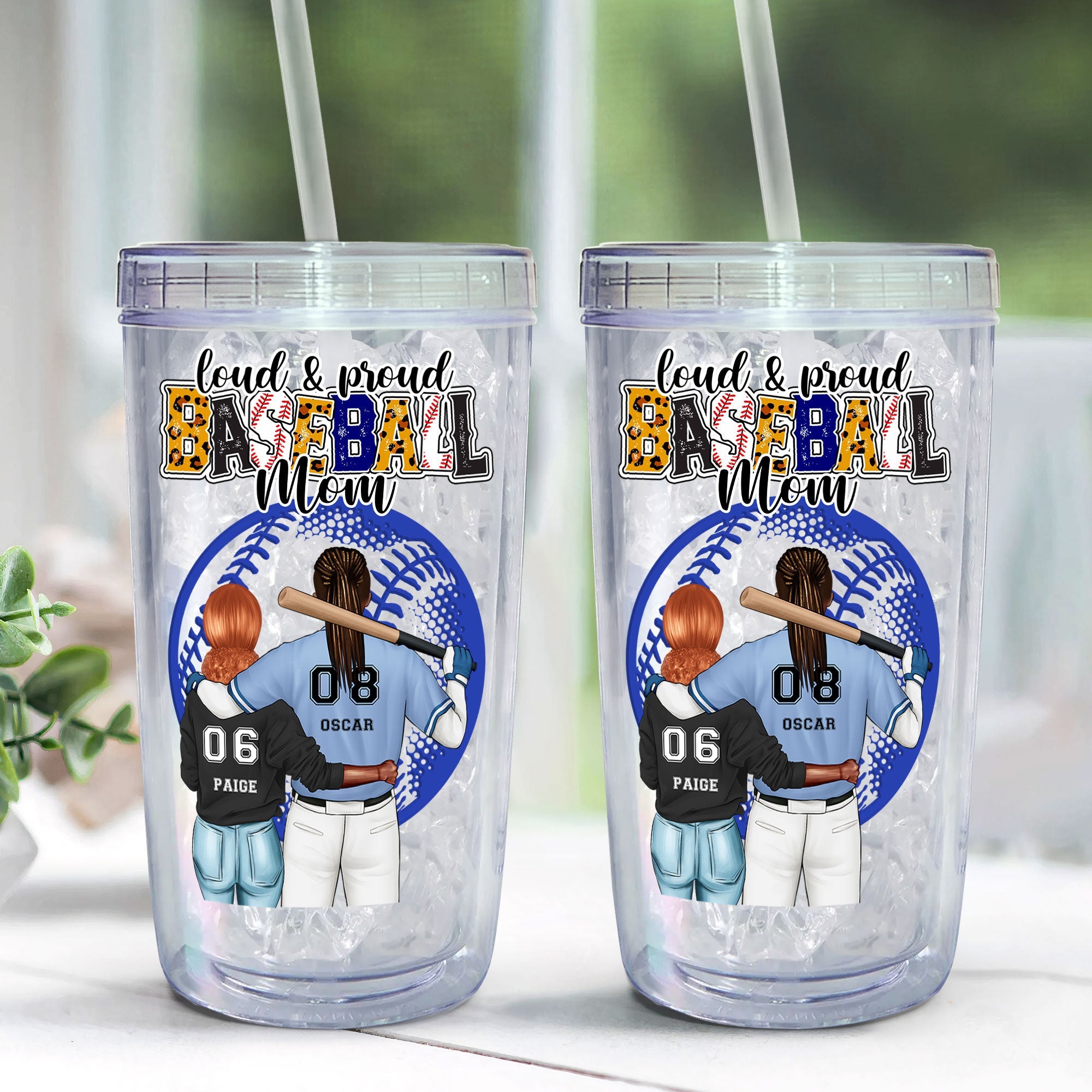 Loud & Proud Baseball Mom - Personalized Acrylic Insulated Tumbler With Straw