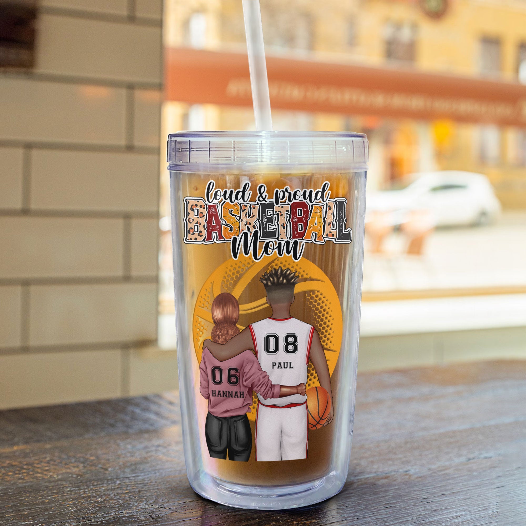 Loud & Proud Basketball Mom - Personalized Acrylic Insulated Tumbler With Straw