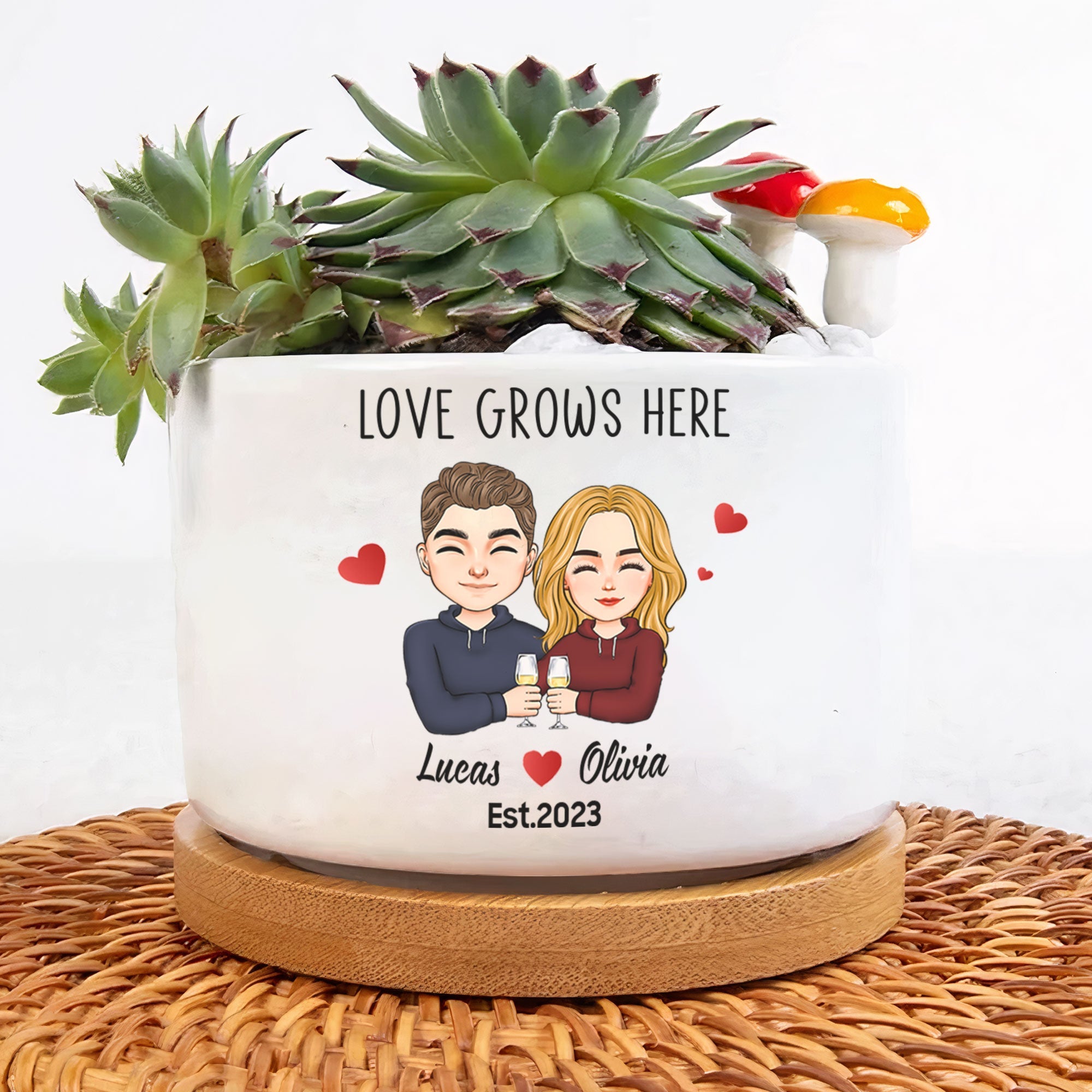 Love Grows Here - Personalized Ceramic Plant Pot