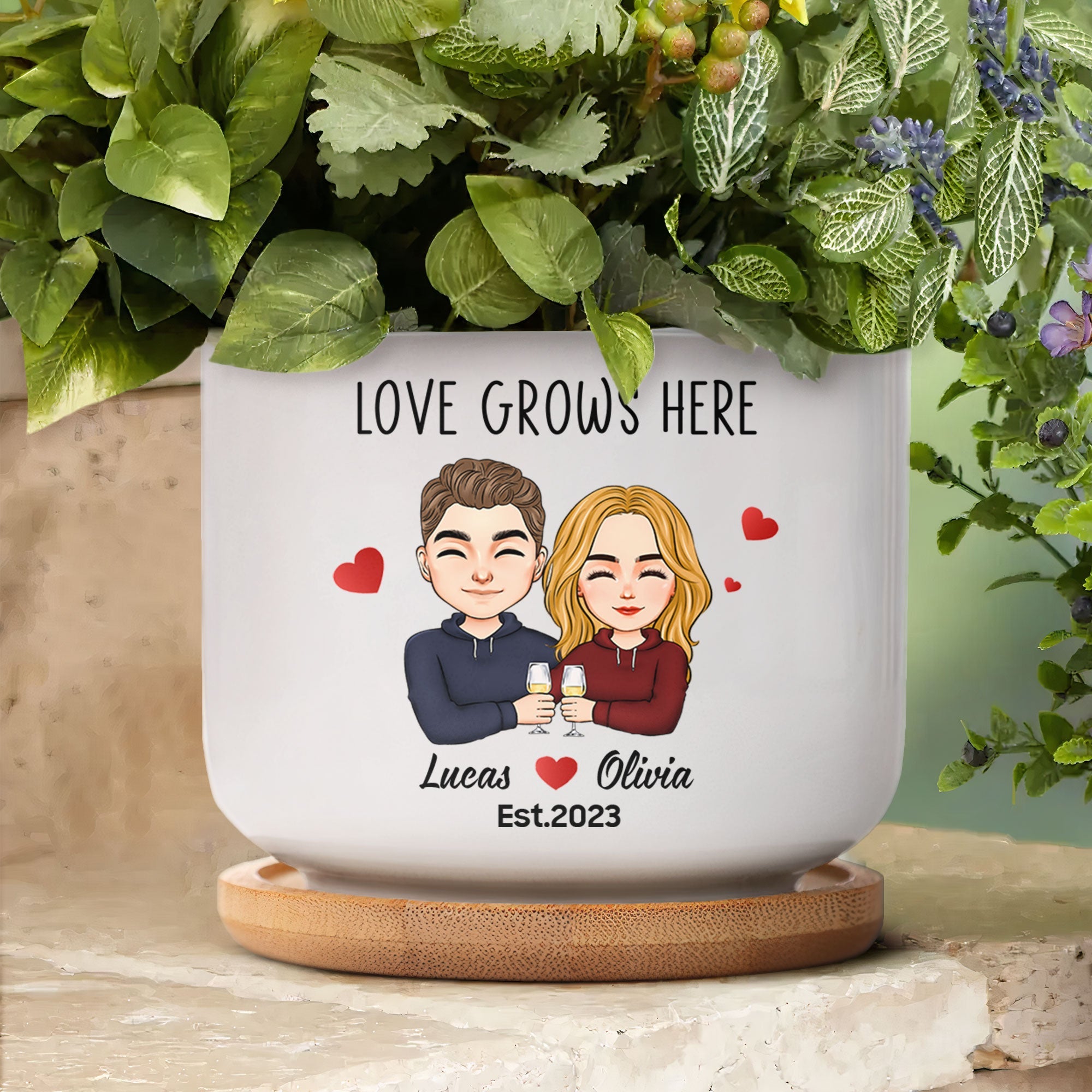 Love Grows Here - Personalized Ceramic Plant Pot