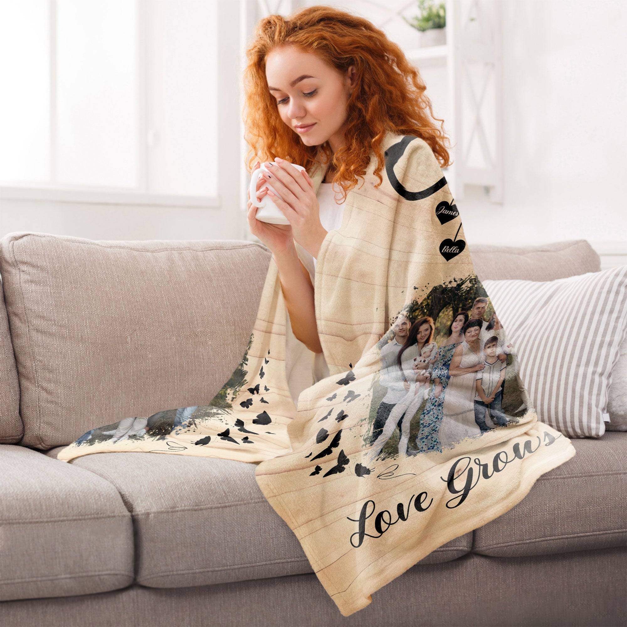 Love Grows Here - Personalized Photo Blanket