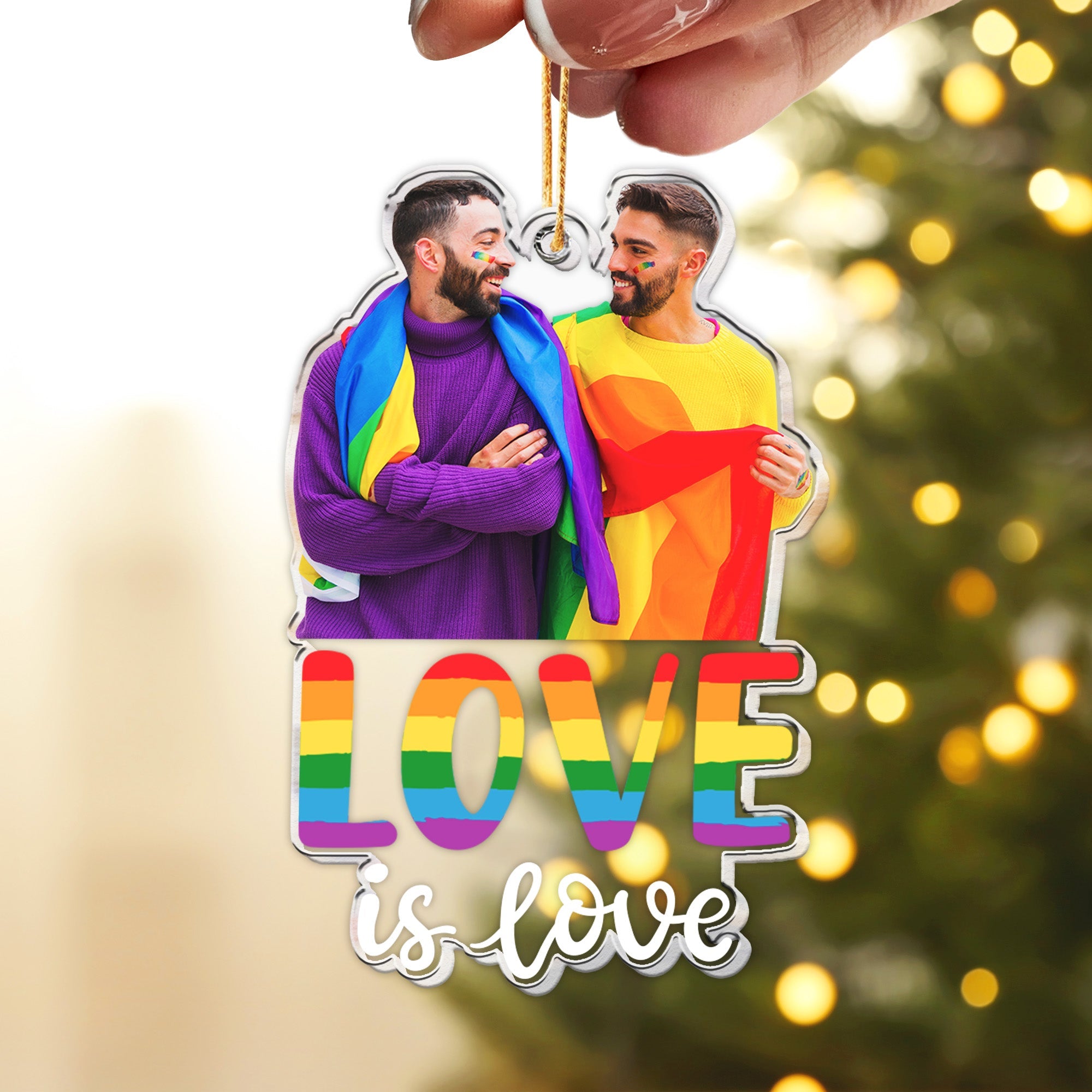 Love Is Love - Personalized Acrylic Photo Ornament