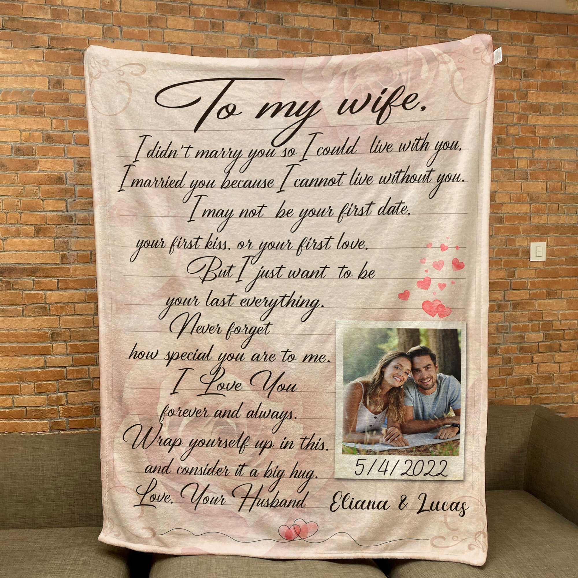 Love Letter To My Wife - Personalized Photo Blanket