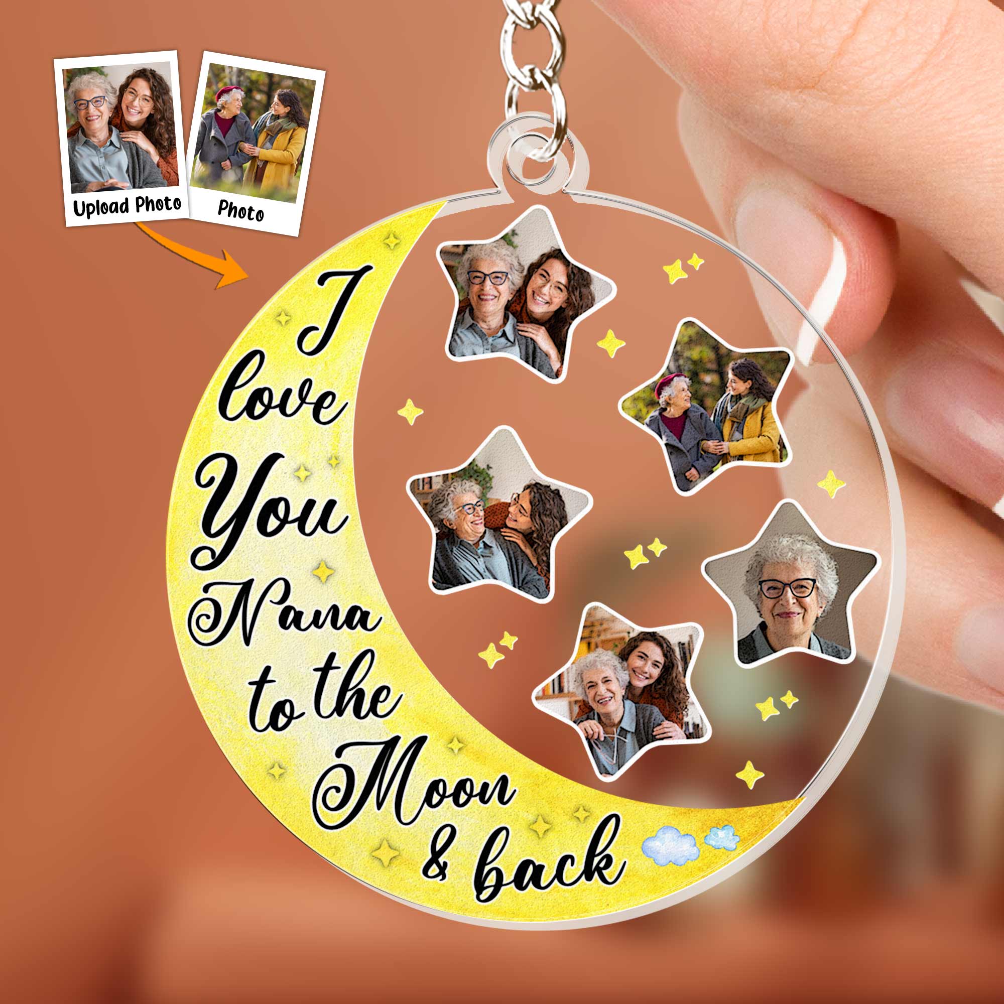 Love Nana To The Moon And Back - Personalized Acrylic Photo Keychain